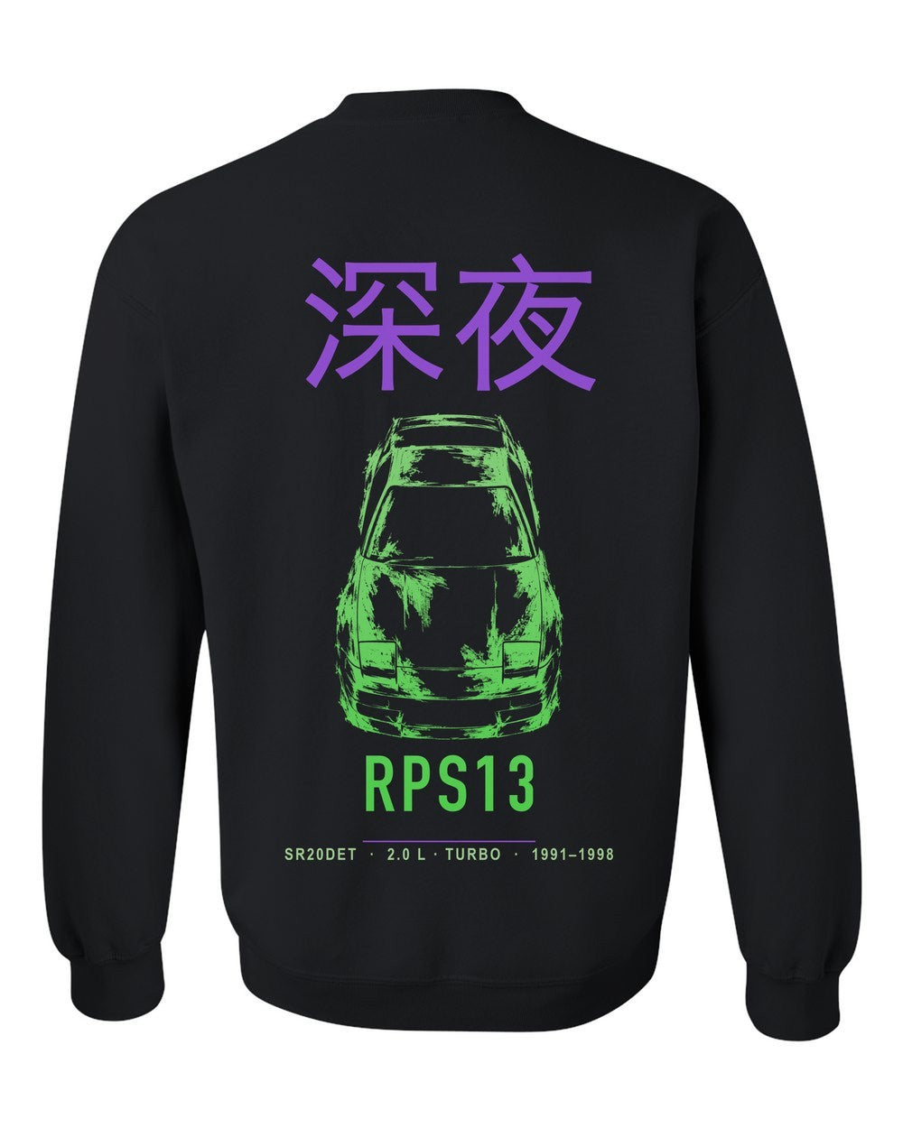 RPS13 full-back artwork black crewneck back view with the design