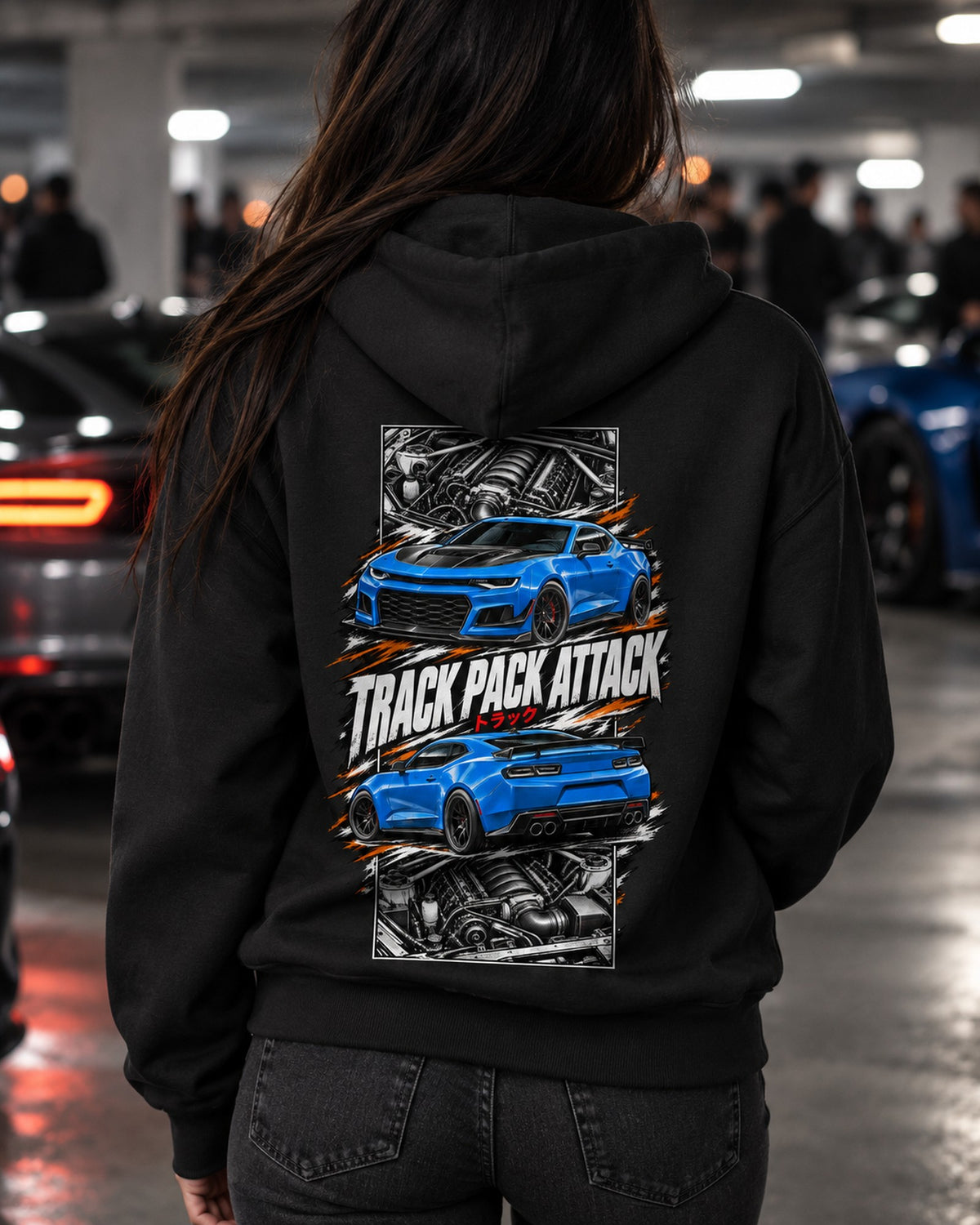Chevy Camaro SS Torn Poster Full-Back Graphic Tee Zip Hoodie Black worn hero