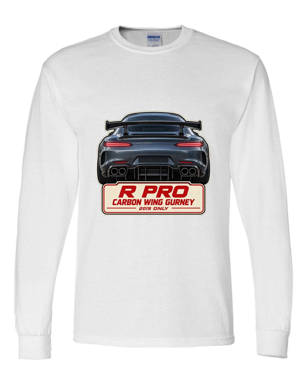 Mercedes-AMG GT R Pro C190 taillight macro print white long sleeve front view with the design