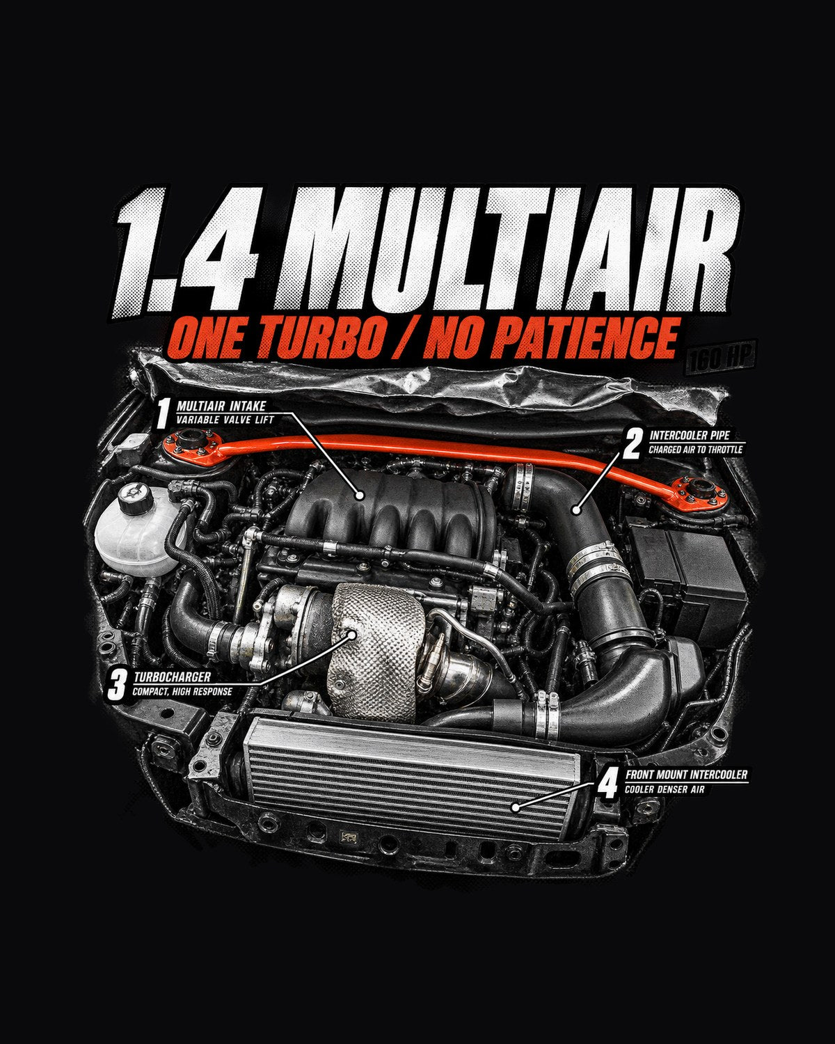 Fiat 500 Abarth Engine Hero print Tee, 1.4 MultiAir Turbo design only