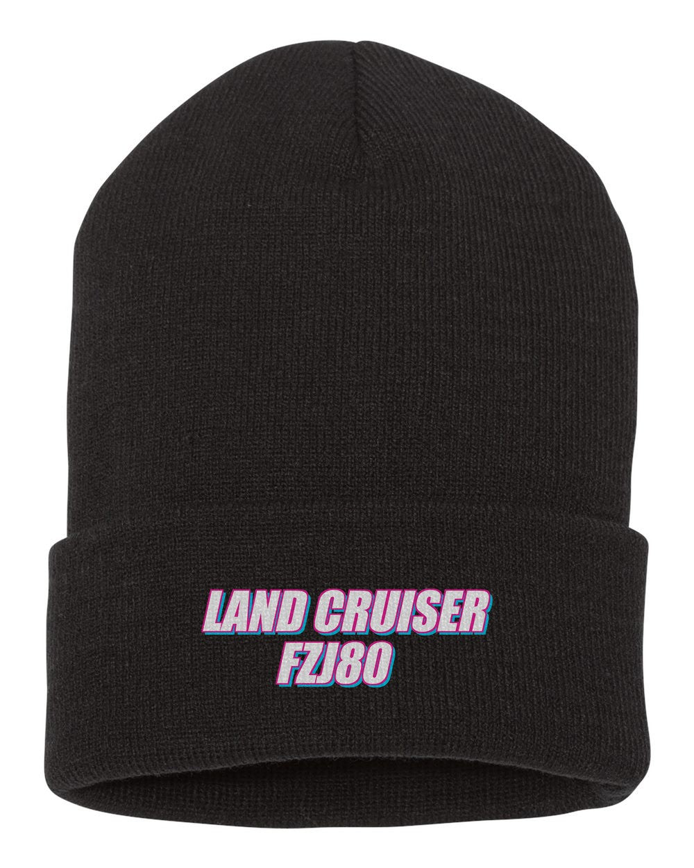 Land Cruiser Fzj80 black beanie front view with car name