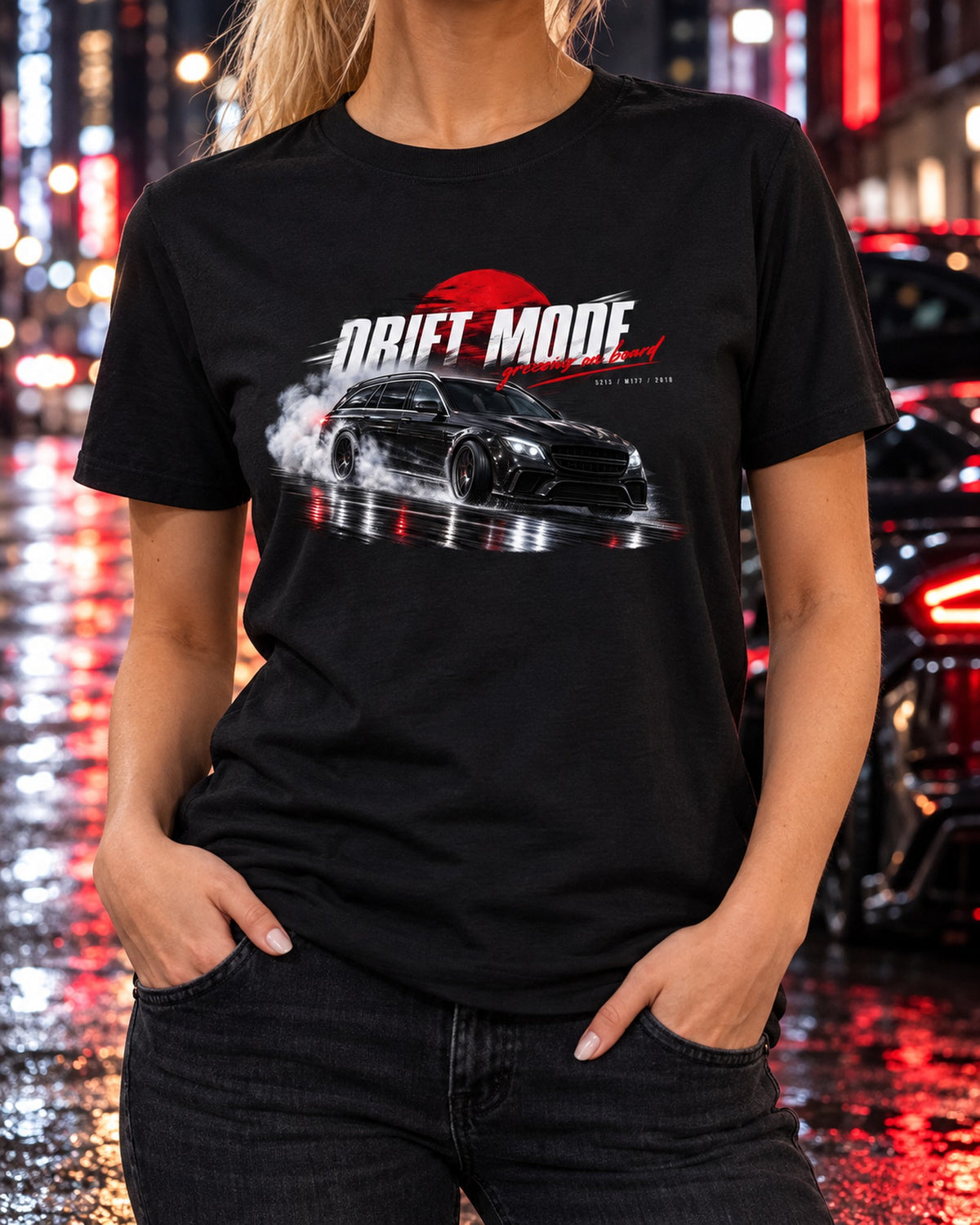 Drift Mode Mercedes E63 S AMG Estate S213 Night Shirt, 2018 T-Shirt Black worn hero