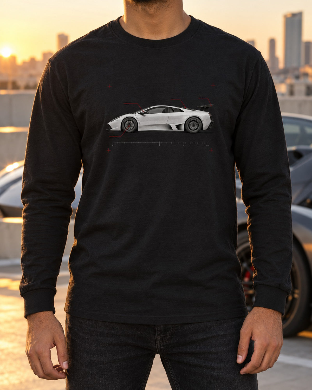 Gallardo Superleggera Spec Poster Shirt, 618 Made, Car Guy Gift Long Sleeve Black worn hero