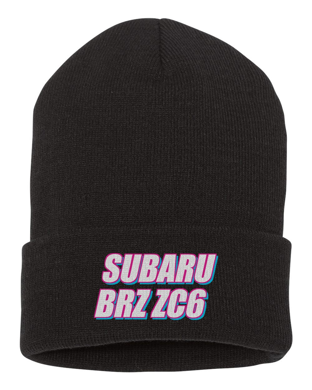 Subaru Brz Zc6 black beanie front view with car name