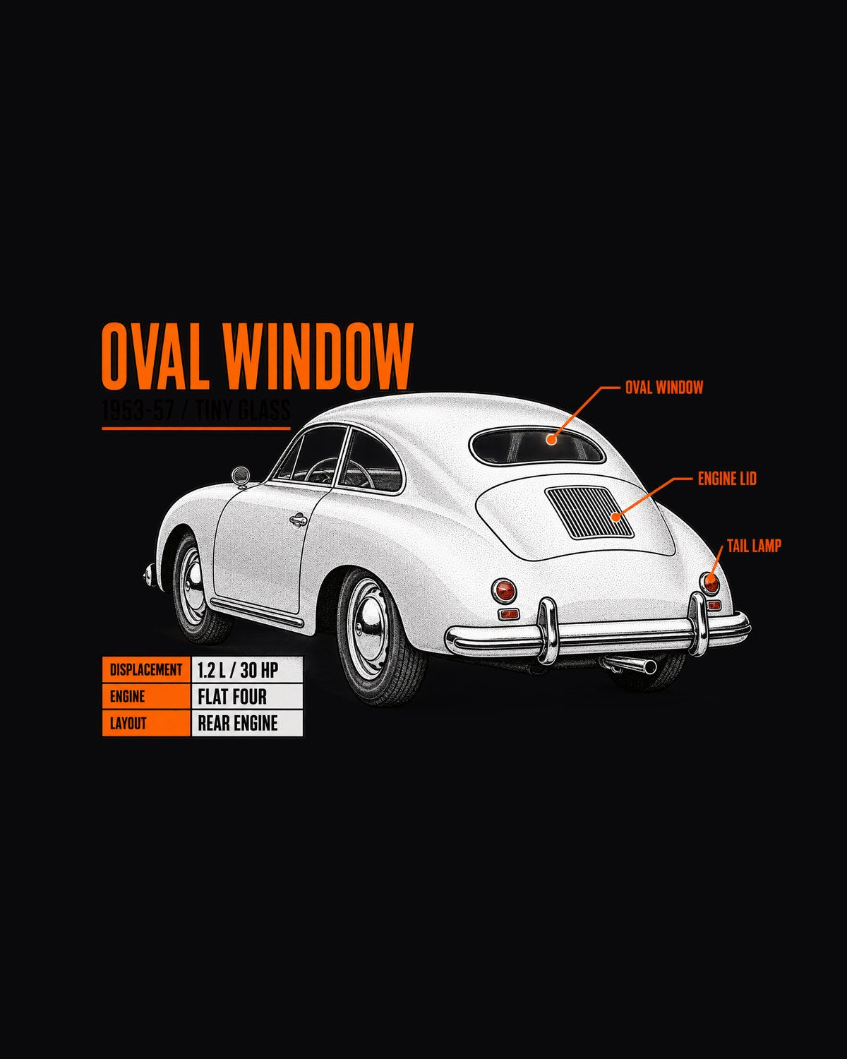 VW Beetle Oval Window 1953-57 Spec Poster Shirt, Car Tee design only