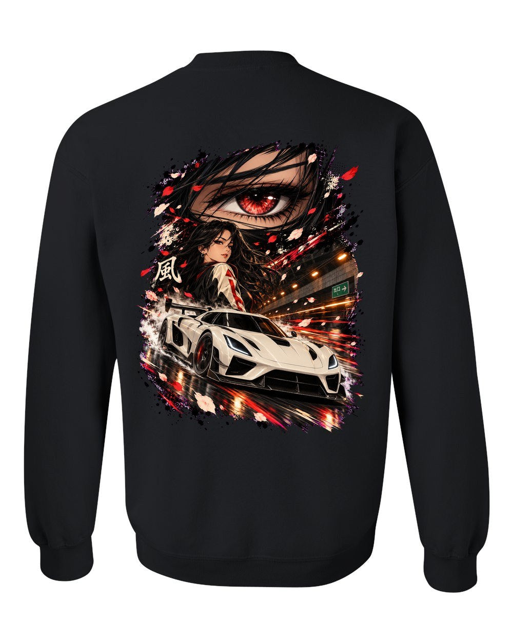 Koenigsegg Jesko Anime Girl Crewneck Black back