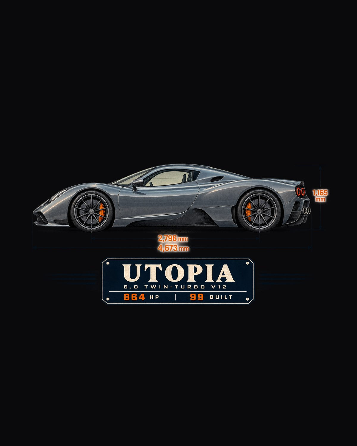 Pagani Utopia Blueprint Shirt, V12 Hypercar Car Guy Gift design only