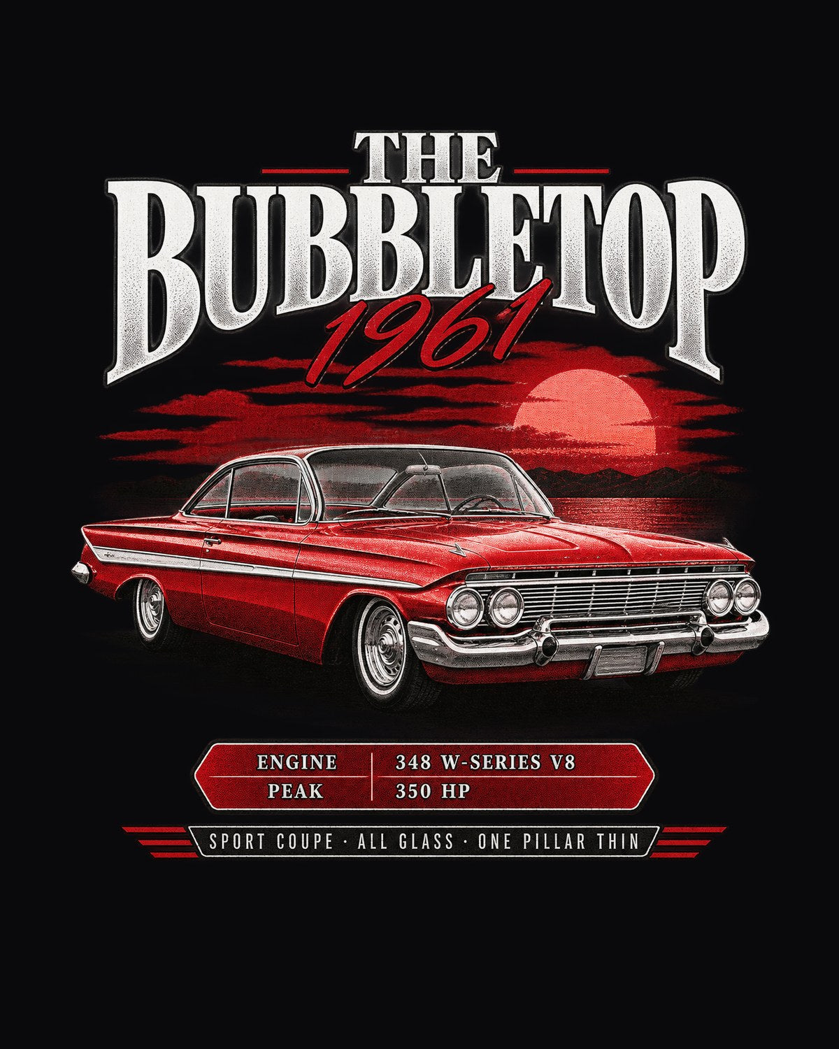 1961 Impala Sport Coupe Bubbletop Archive Panel Graphic Tee design only