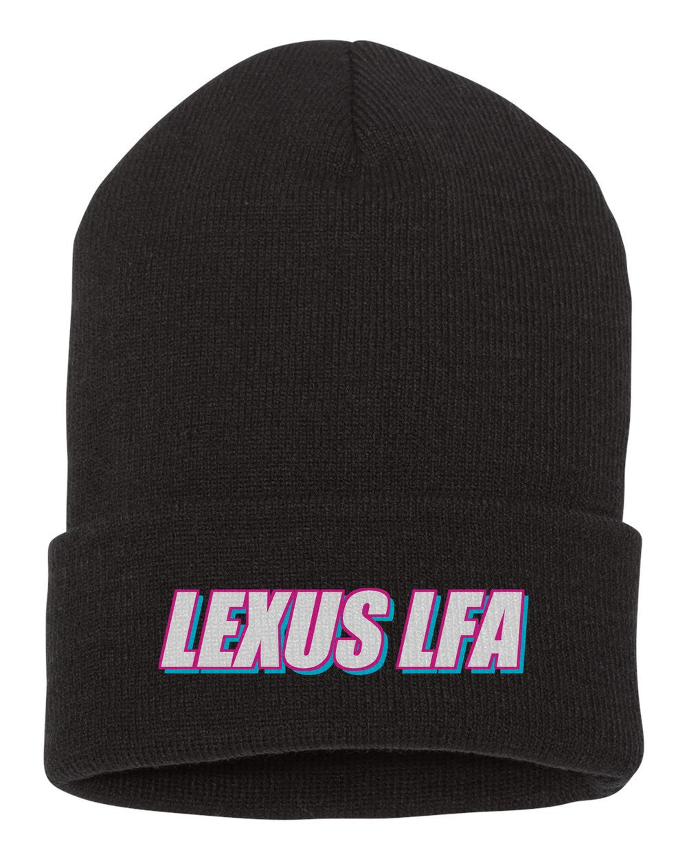 Lexus Lfa black beanie front view with car name
