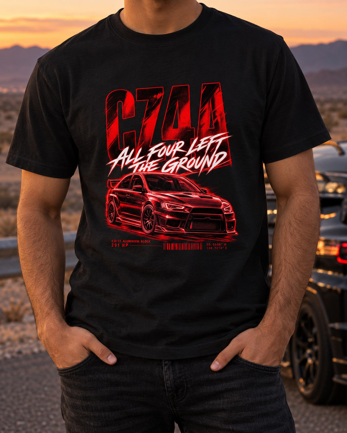 Mitsubishi Lancer Evo X CZ4A Street Poster Shirt, Car Guy Gift T-Shirt Black worn hero
