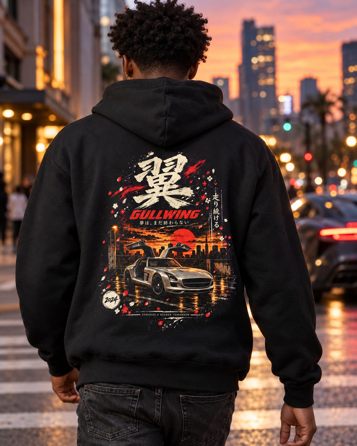 Mercedes-Benz SLS AMG Gullwing Shirt, Hoodie & More Pull Over Hoodie Black worn hero