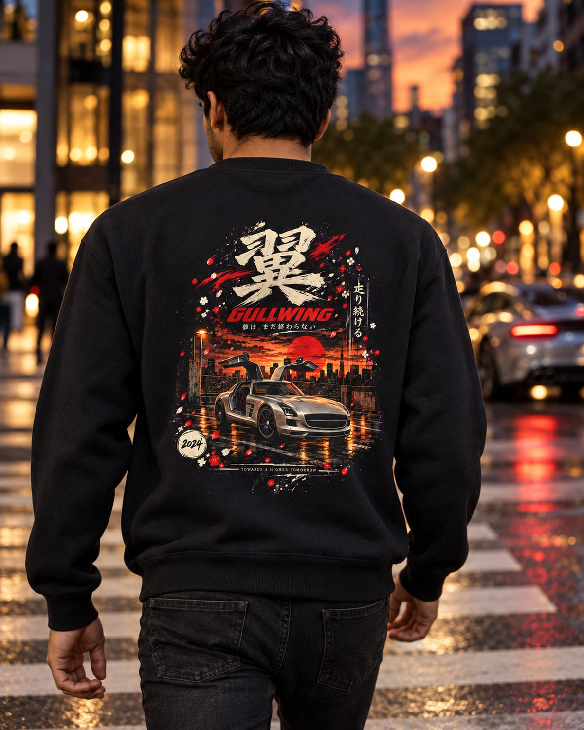 Mercedes-Benz SLS AMG Gullwing Shirt, Hoodie & More Crewneck Black worn hero