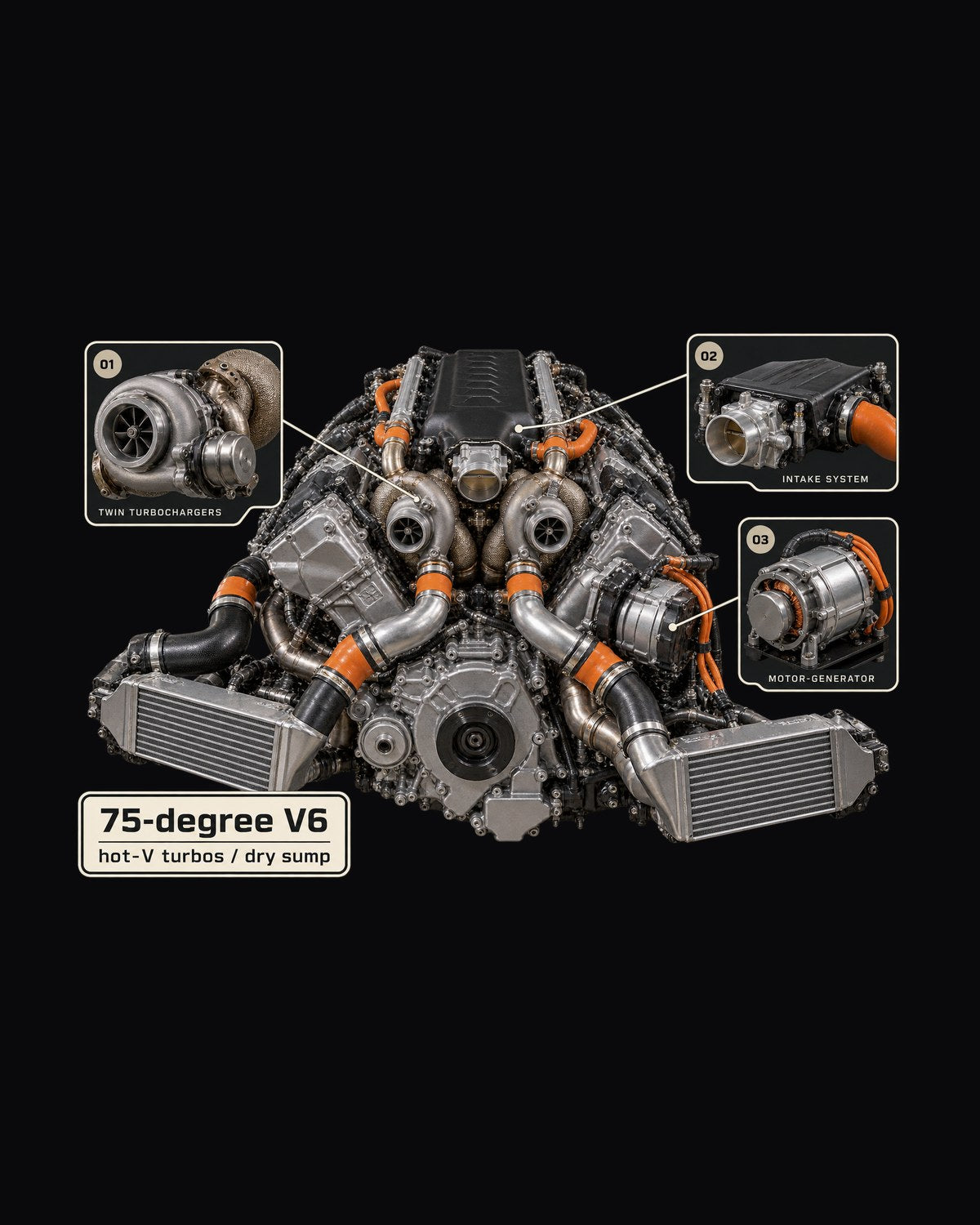 Acura NSX NC1 Engine Hero Tee, 75-Degree V6 Hot-V Turbos design only