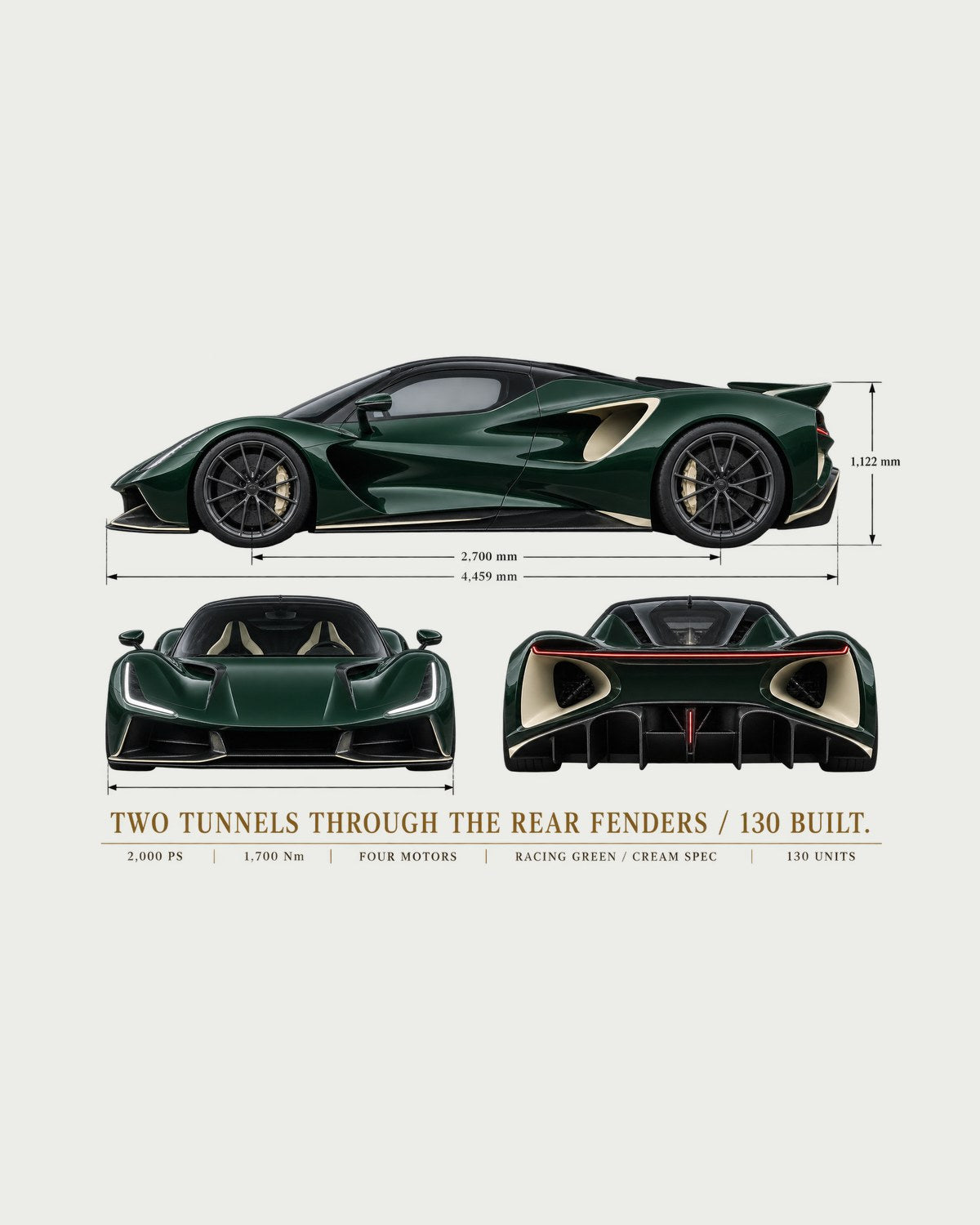 Lotus Evija Three-View Spec Sheet Shirt, 130 Built design only