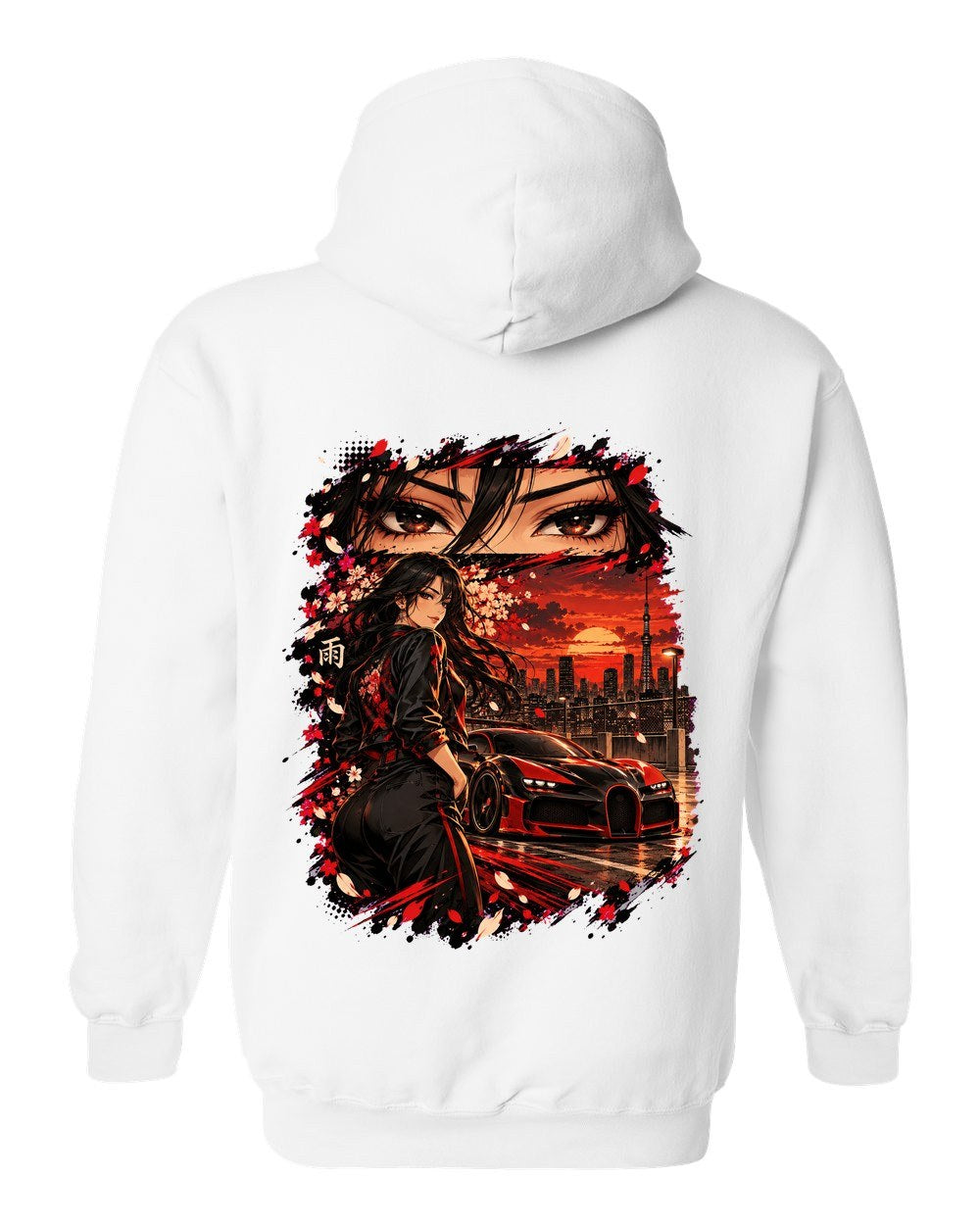 Bugatti Veyron Anime Girl Pull Over Hoodie White back