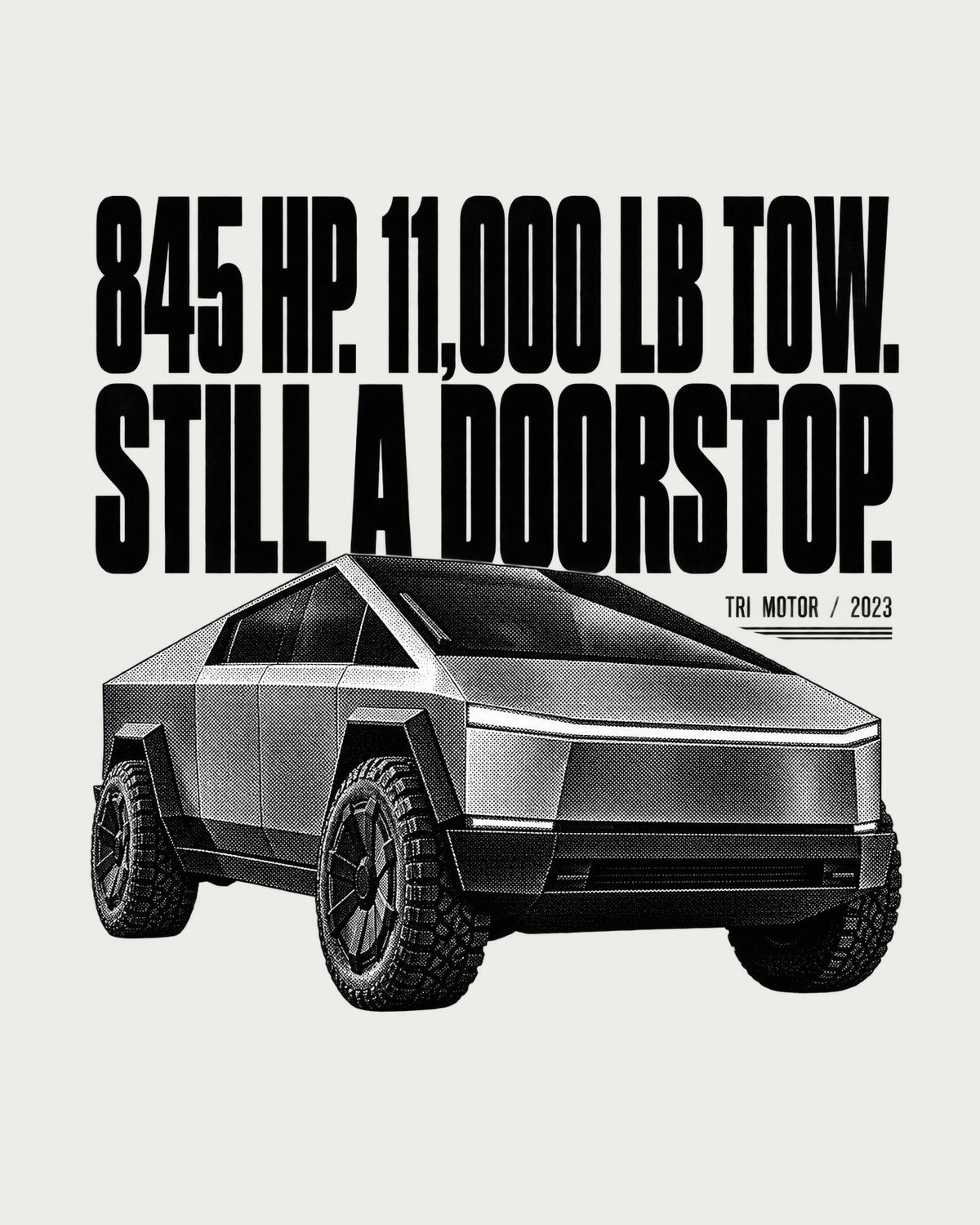 Cybertruck Cyberbeast Halftone Shirt, 845 HP Joke Tee design only