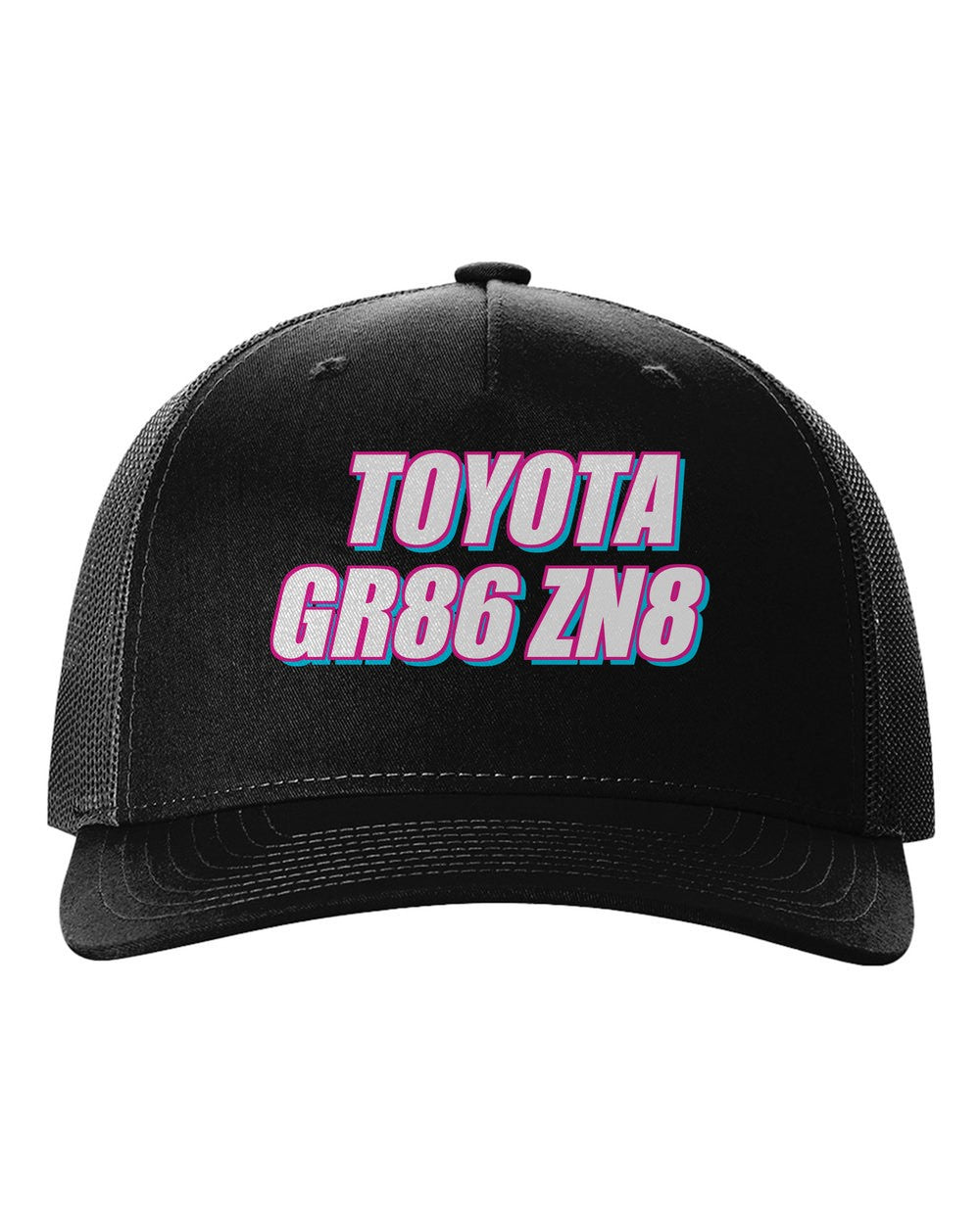black hat front view with car name