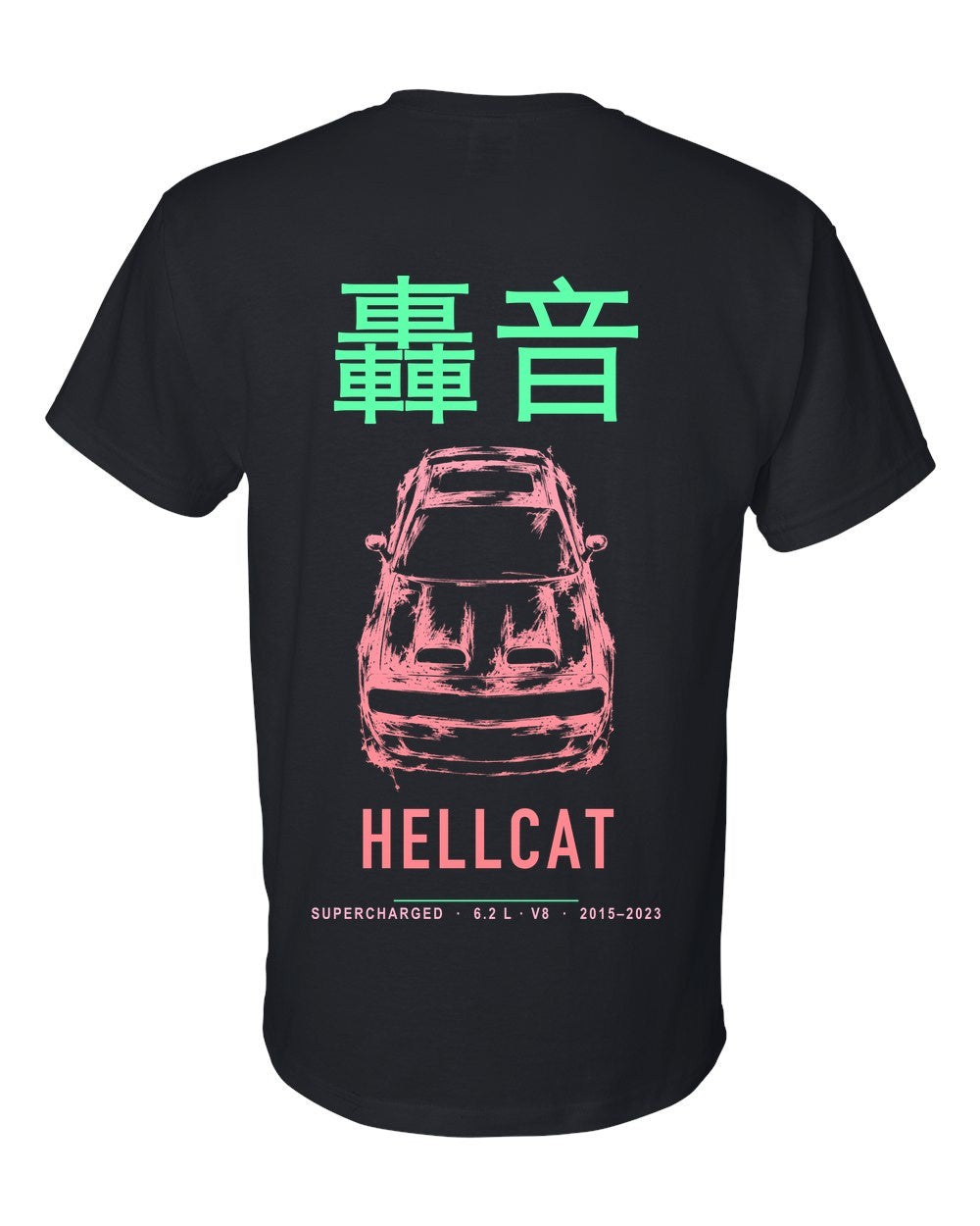 HELLCAT full-back artwork black t-shirt back view with the design