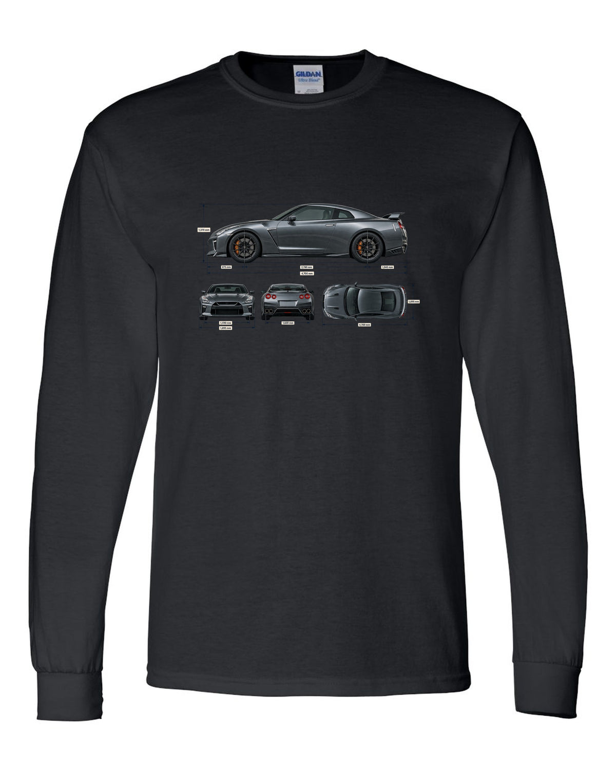 Nissan GT-R50 Italdesign Spec Poster black long sleeve front view with the design