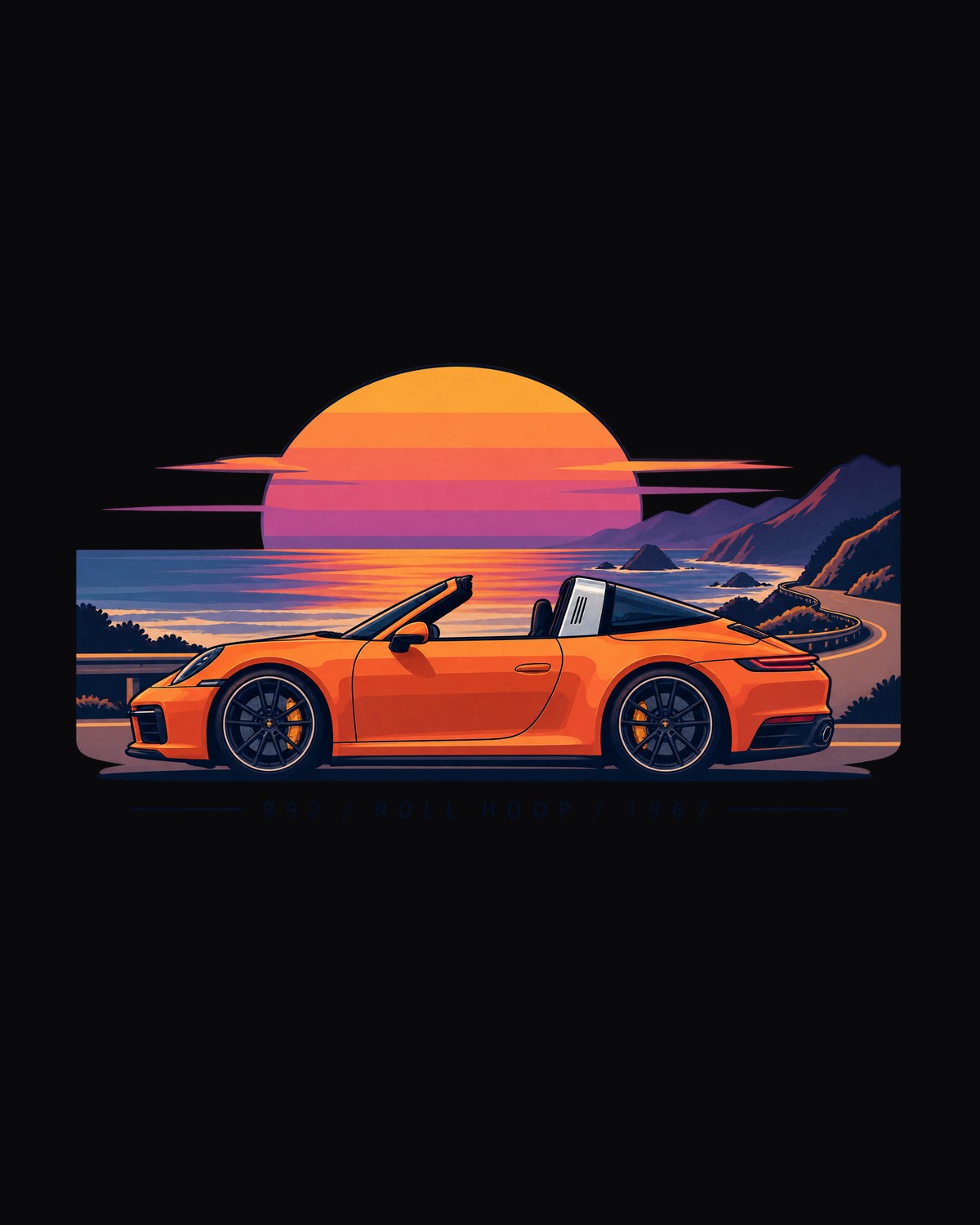 Porsche 997 GT3 RS Mezger Exploded View Shirt, Orange Print design only