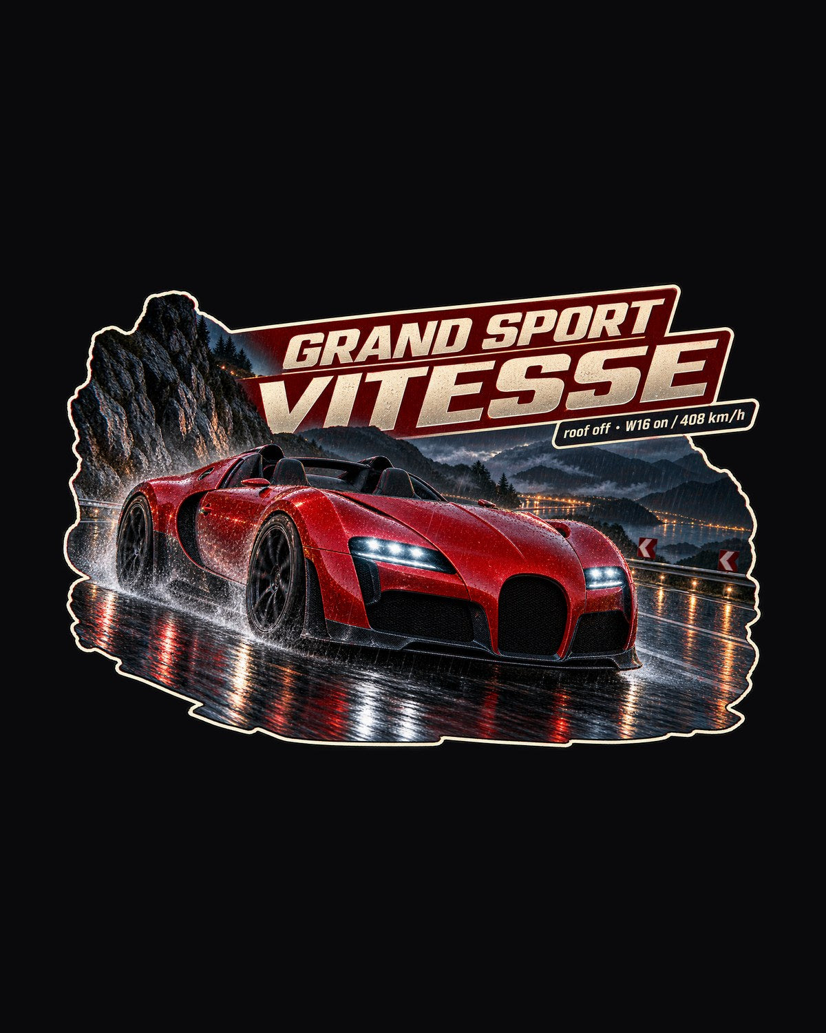 Bugatti Veyron Grand Sport Vitesse Touge Night Tee, print design only