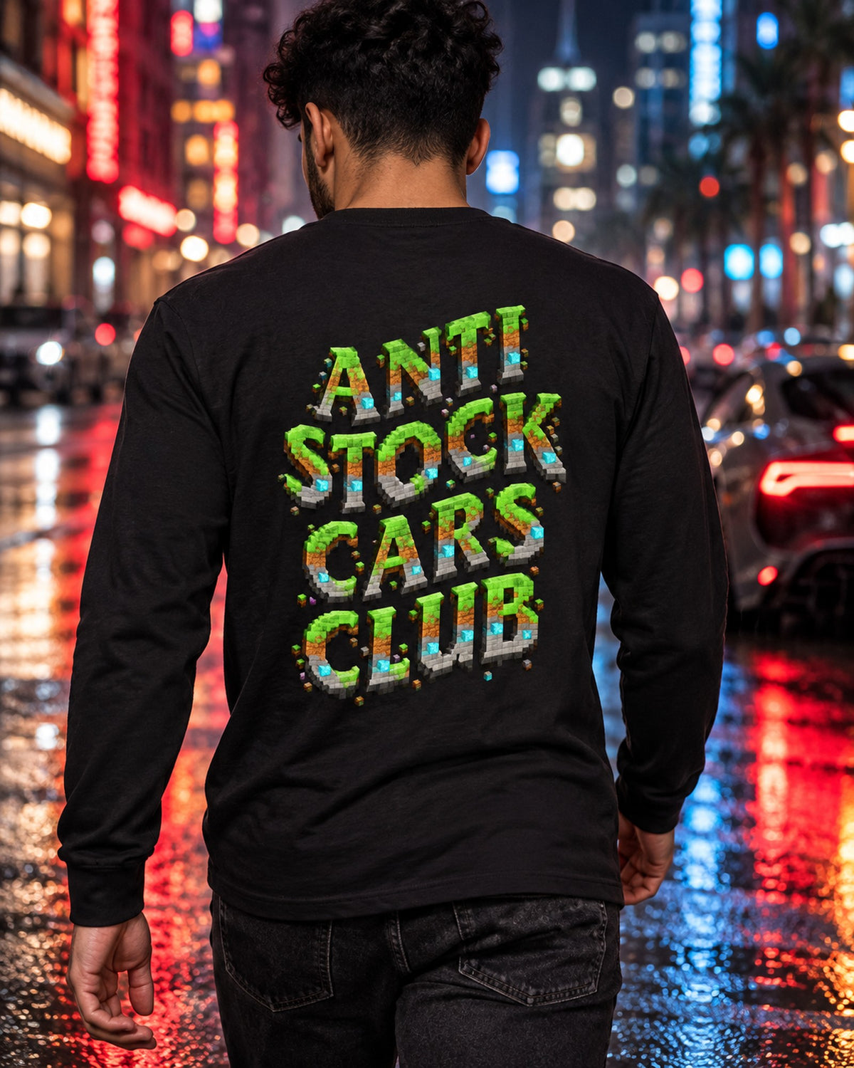 Anti Stock Cars Club Blocky Voxel Shirt, Hoodie & More Long Sleeve Black worn hero