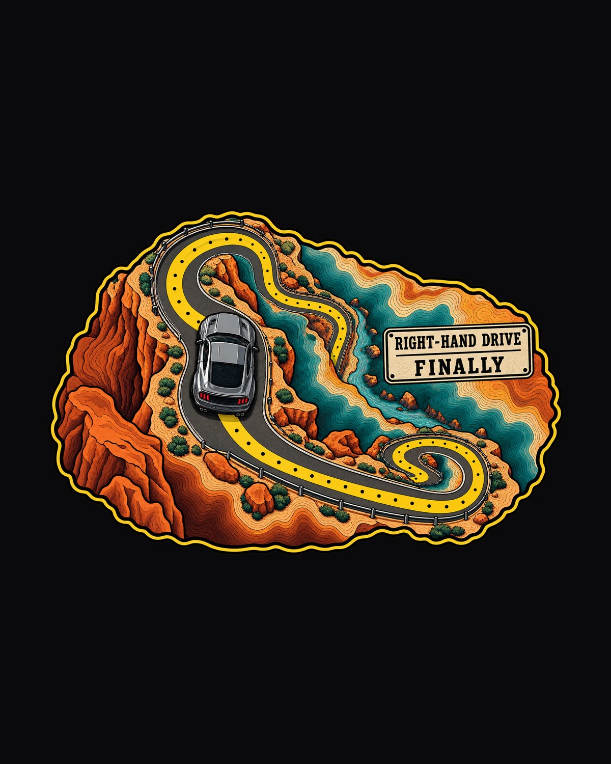 S550 Mustang Fastback Topographic Canyon Route Map Shirt design only