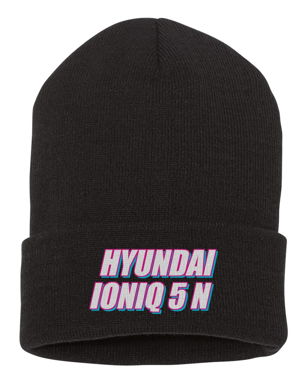 Hyundai Ioniq 5 N black beanie front view with car name