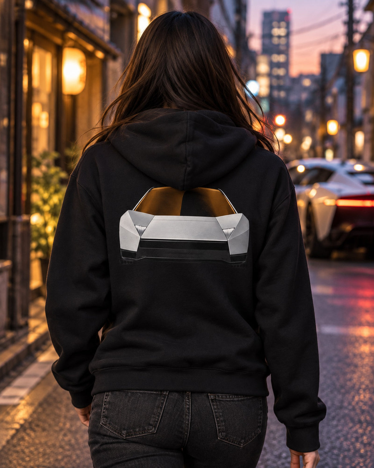 Tesla Roadster Light Bar Shirt, Hoodie & More Zip Hoodie Black worn hero