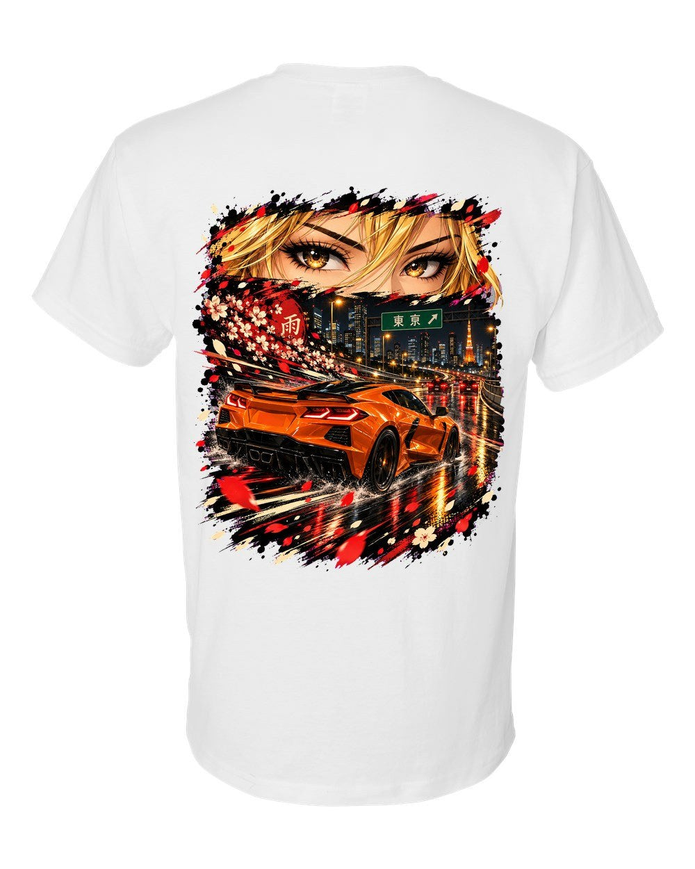 Chevrolet Corvette C8 Z06 Anime Girl T-Shirt White back