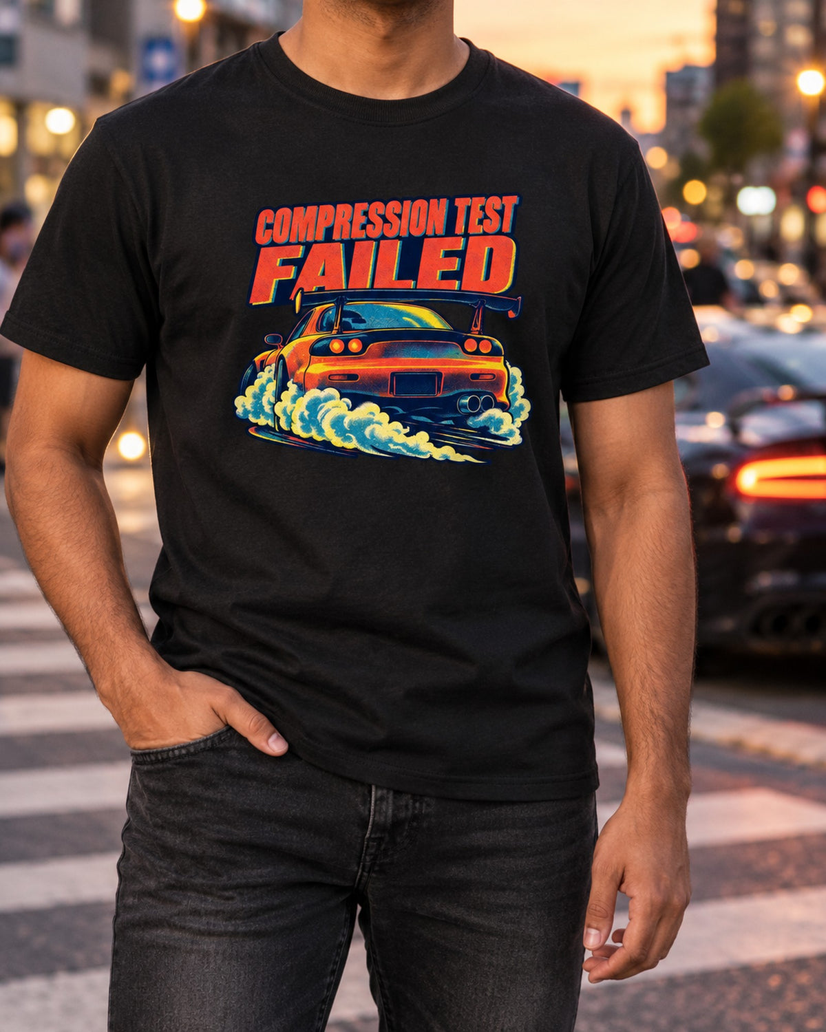 Mazda RX-7 FD3S Risograph Taillight Shirt, Rotary Gift T-Shirt Black worn hero