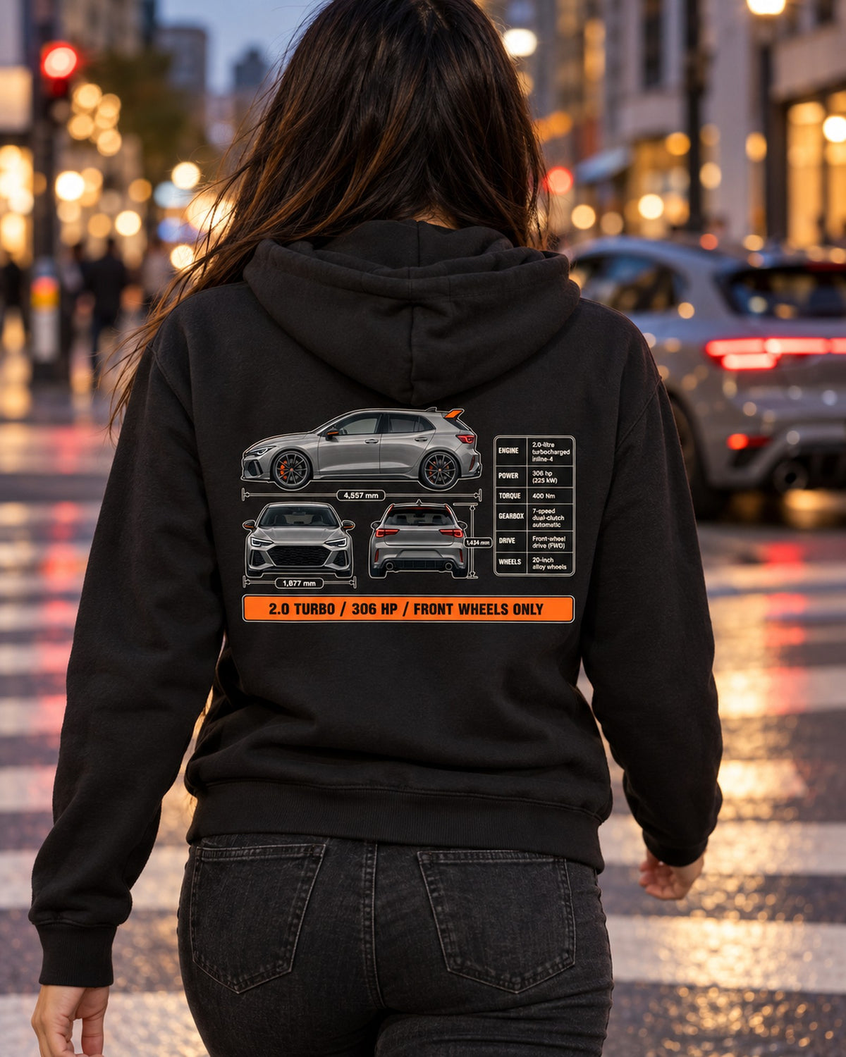 Civic Type R FK8 Sonic Grey Three-View Shirt, Honda Car Tee Zip Hoodie Black worn hero
