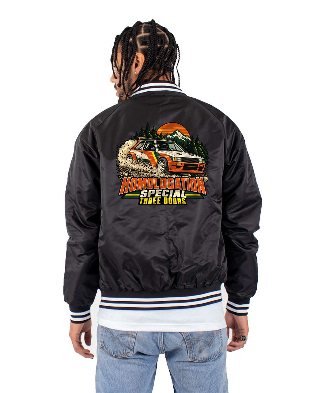 Toyota GR Yaris Gravel Slide Rally Poster Shirt, Homologation Special Bomber Jacket Black back