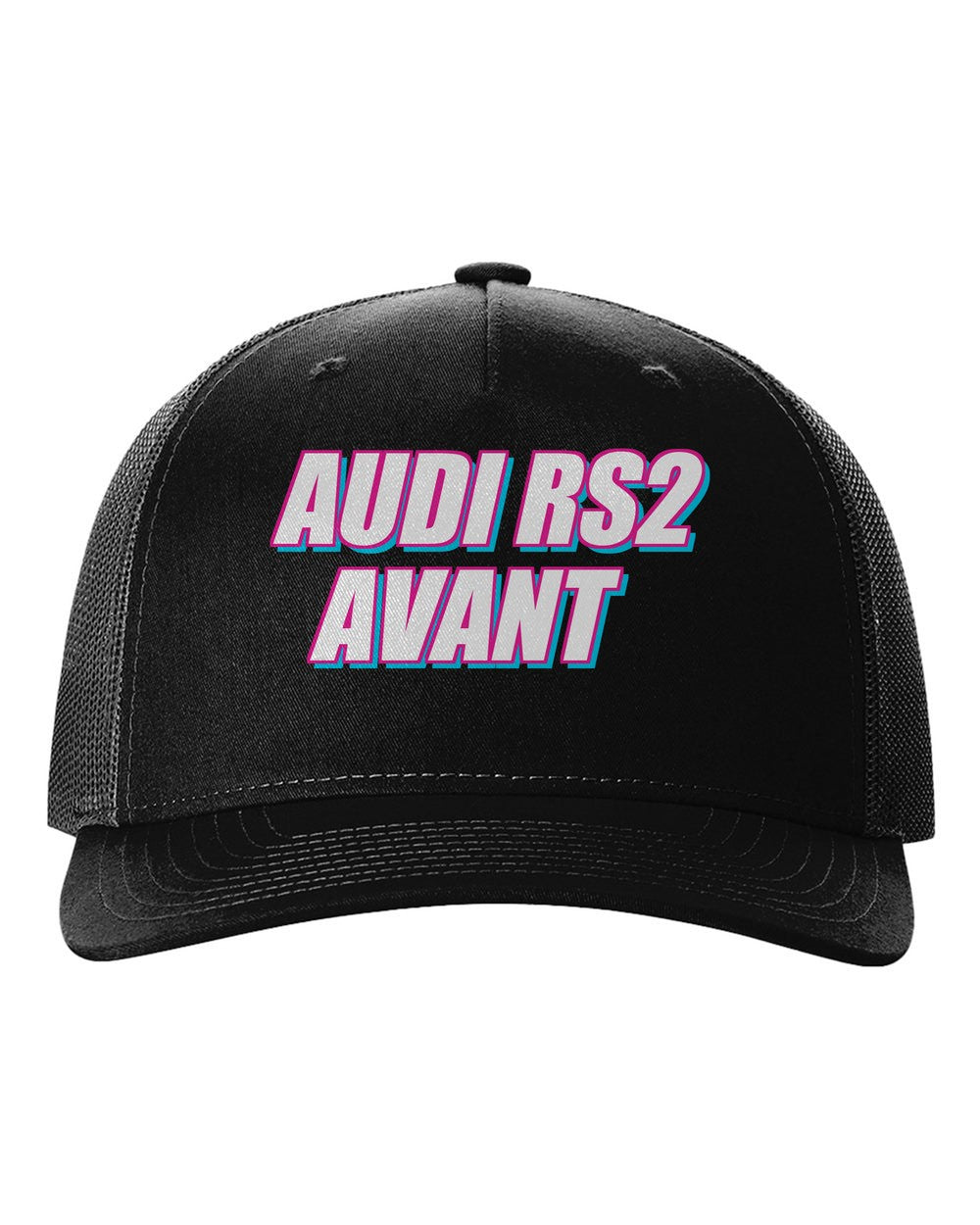 black hat front view with car name