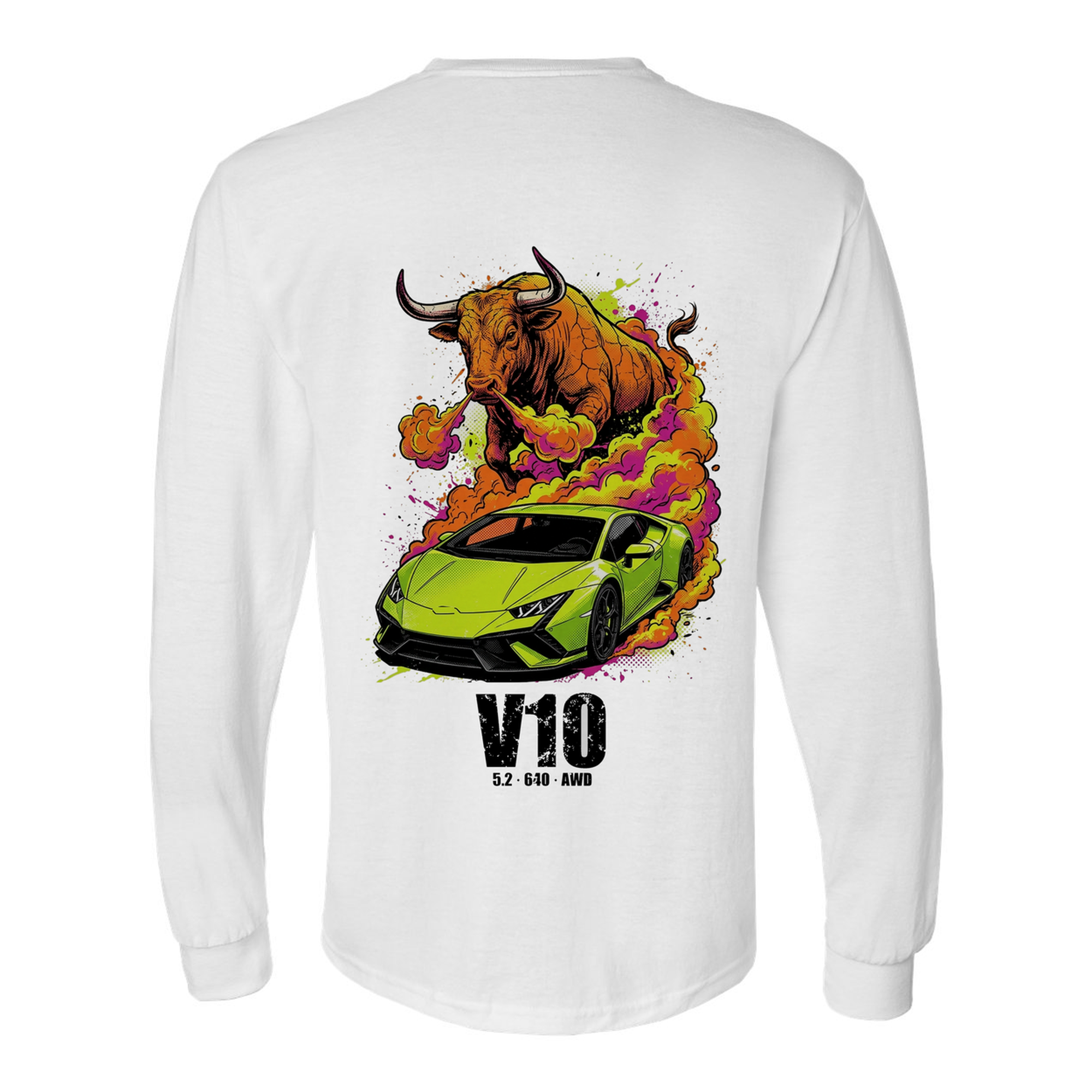 Lamborghini Huracan Bull Long Sleeve T-Shirt — White back