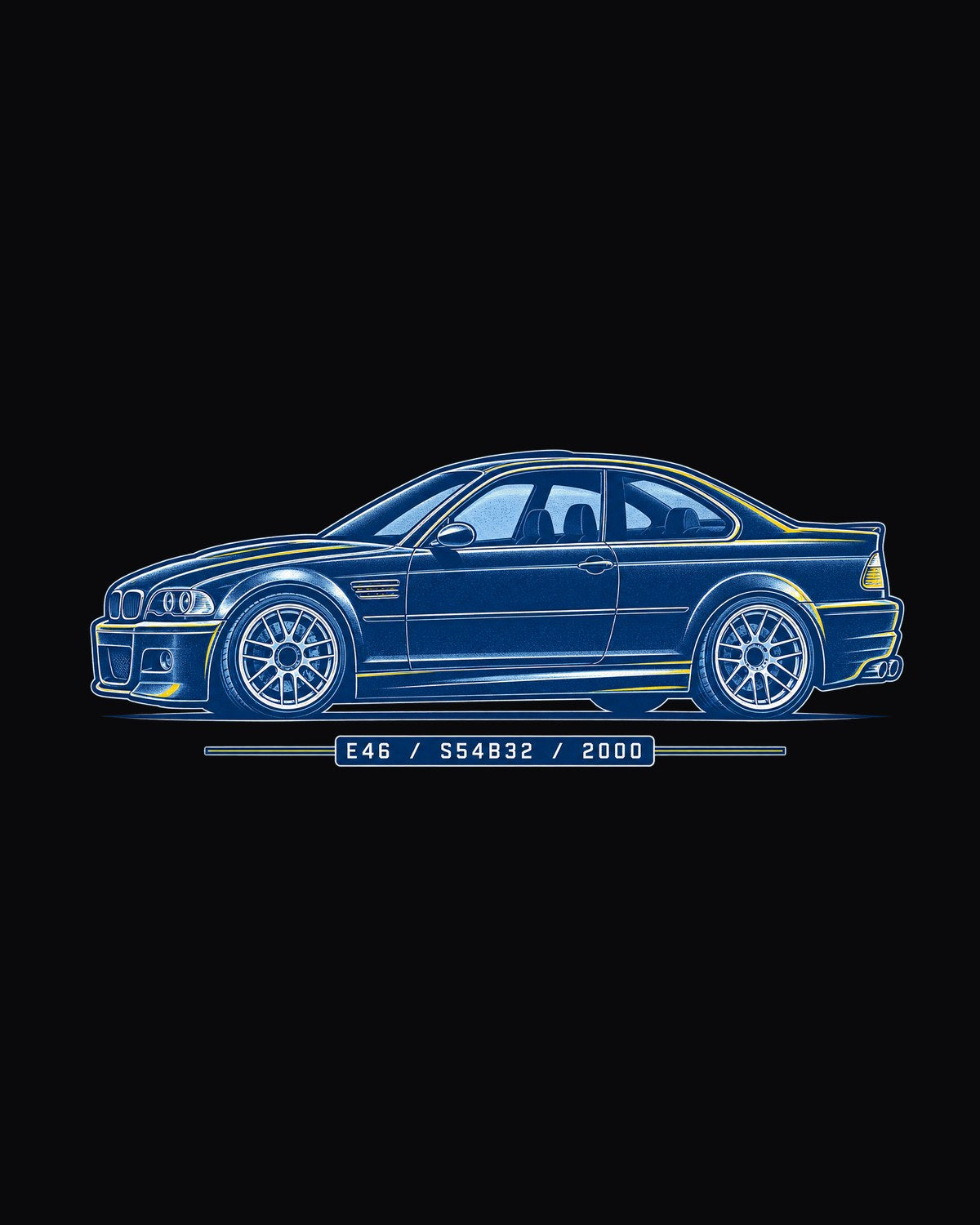 BMW E46 M3 S54 Cyanotype Blueprint Shirt, Car Guy Gift design only