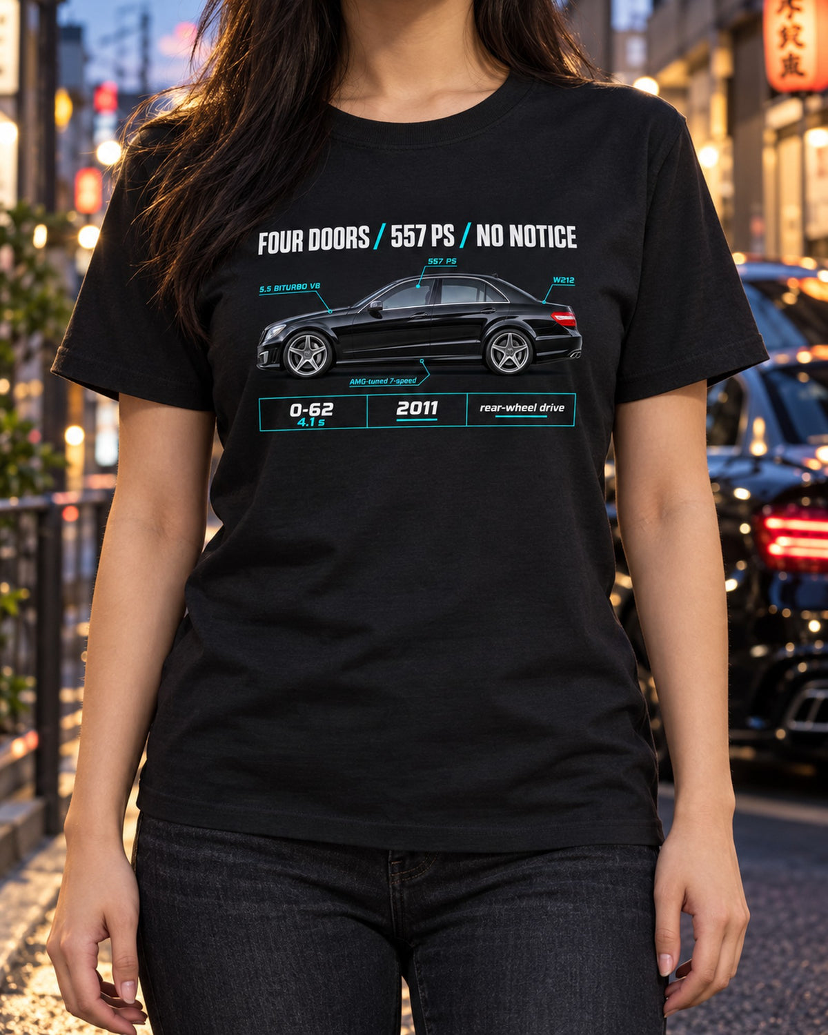 Mercedes E63 AMG W212 Four Doors No Notice Spec Poster Shirt T-Shirt Black worn hero