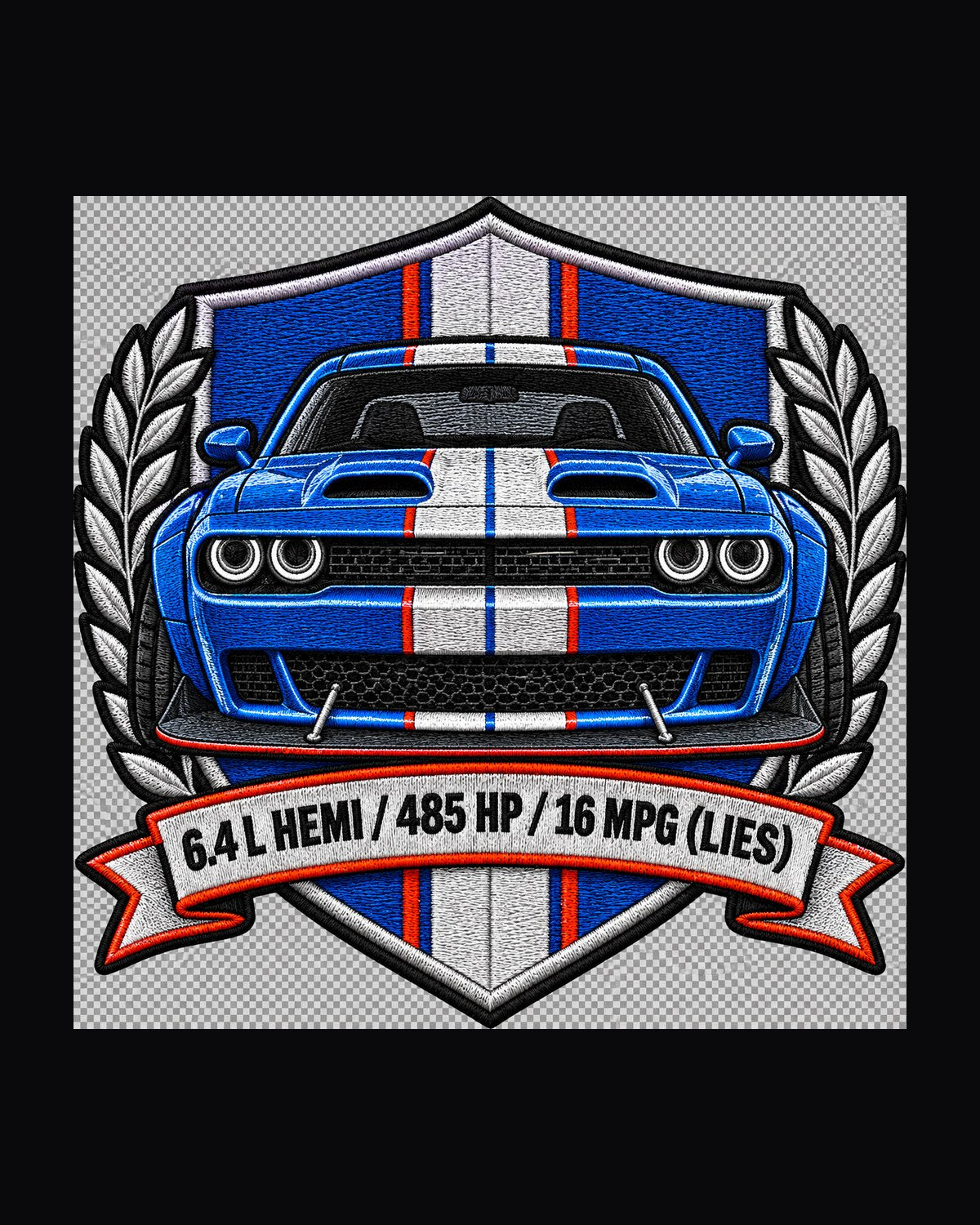 2015 Dodge Challenger Scat Pack 392 Widebody Patch Shirt, 6.4 HEMI design only