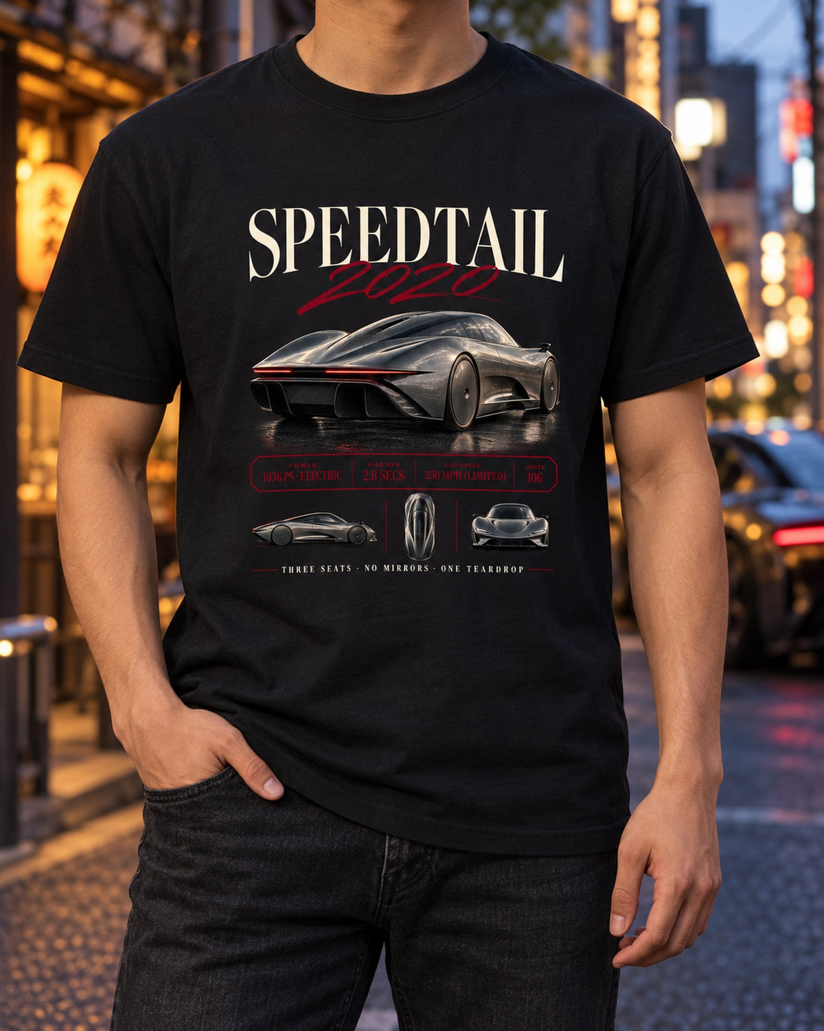 McLaren Speedtail 2020 Three Seats No Mirrors Archive Shirt T-Shirt Black worn hero