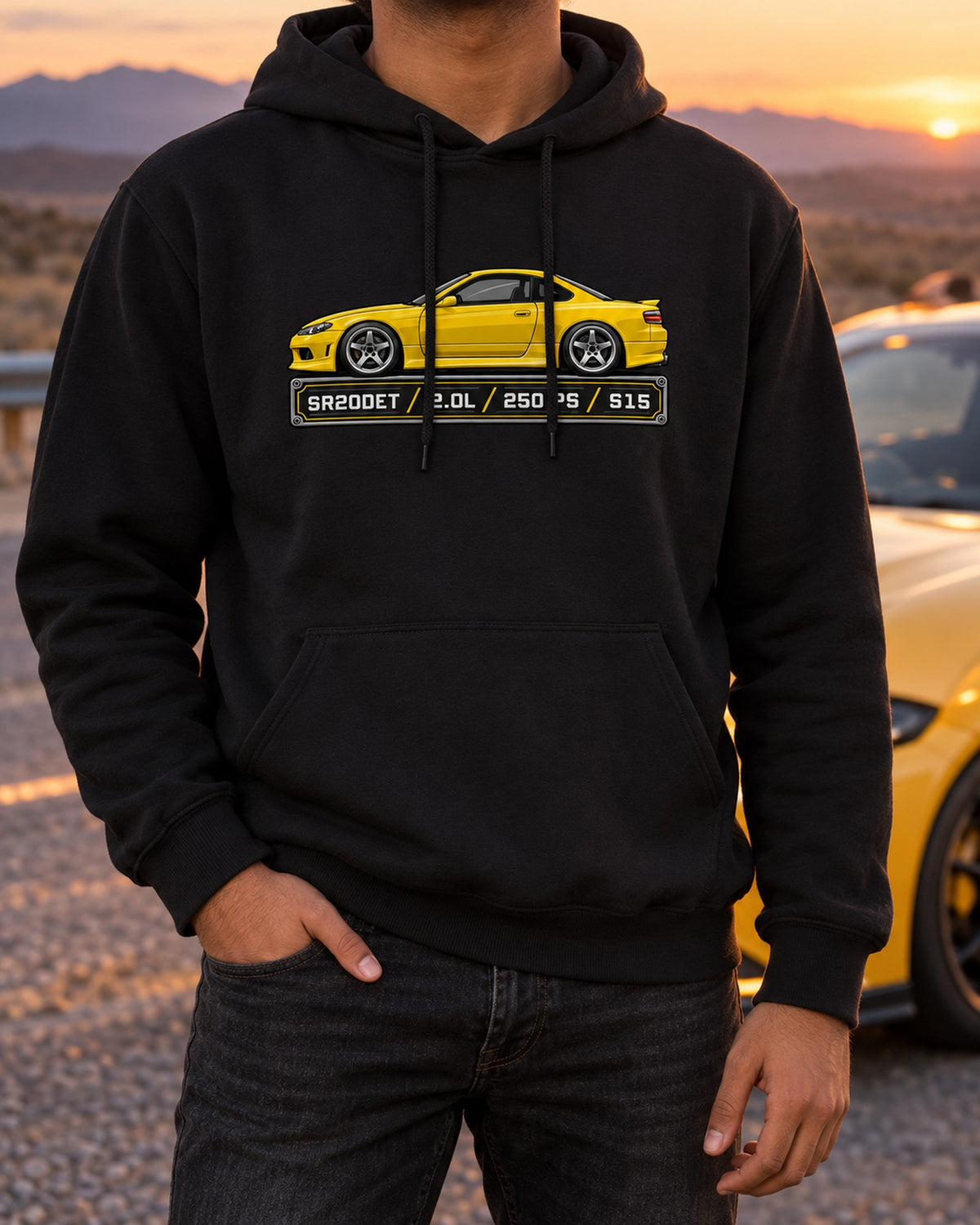 Nissan Silvia S15 SR20DET Spec Sheet Data Plate Shirt Pull Over Hoodie Black worn hero