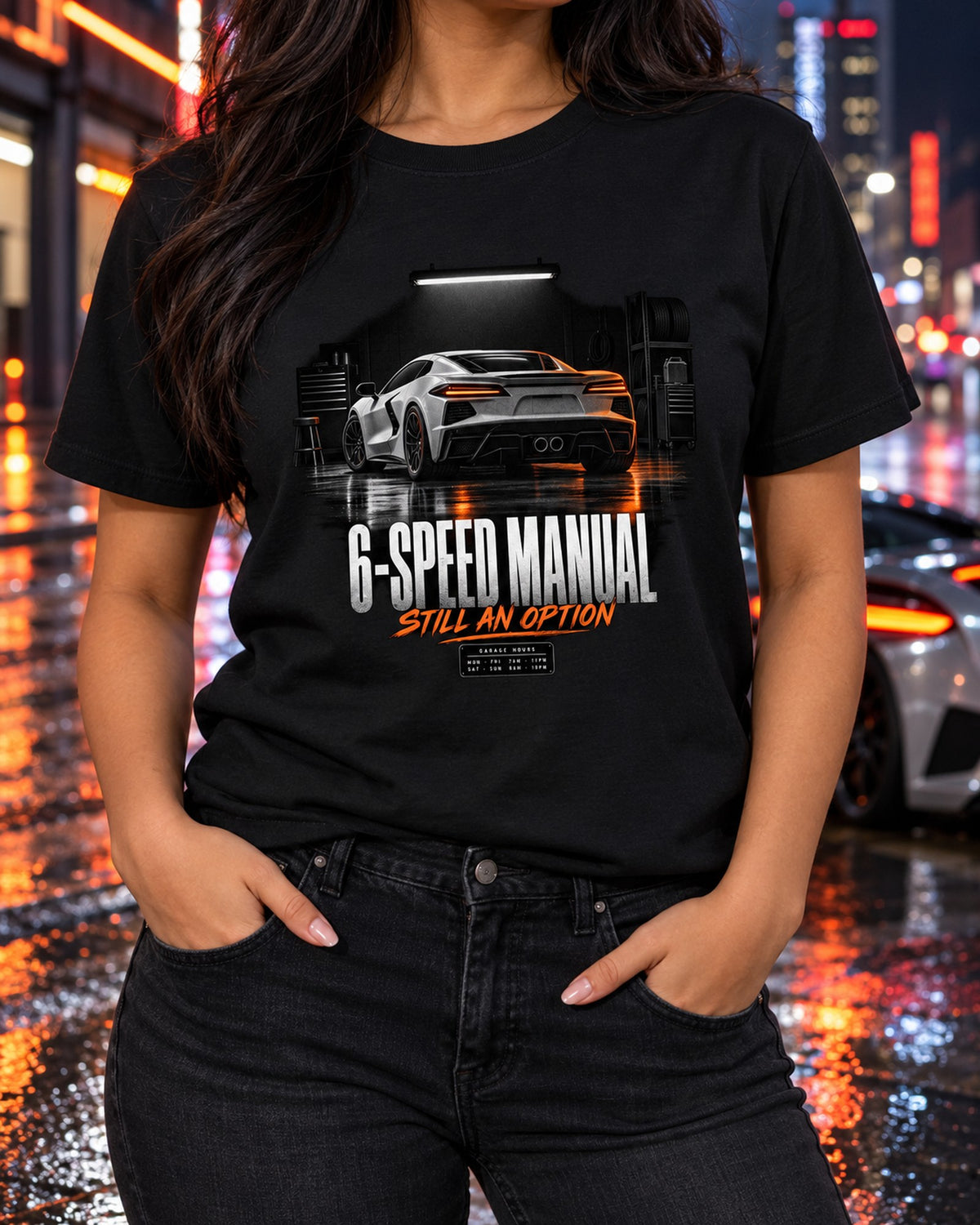 Lotus Emira V6 2021 Garage Night Manual Tee T-Shirt Black worn hero