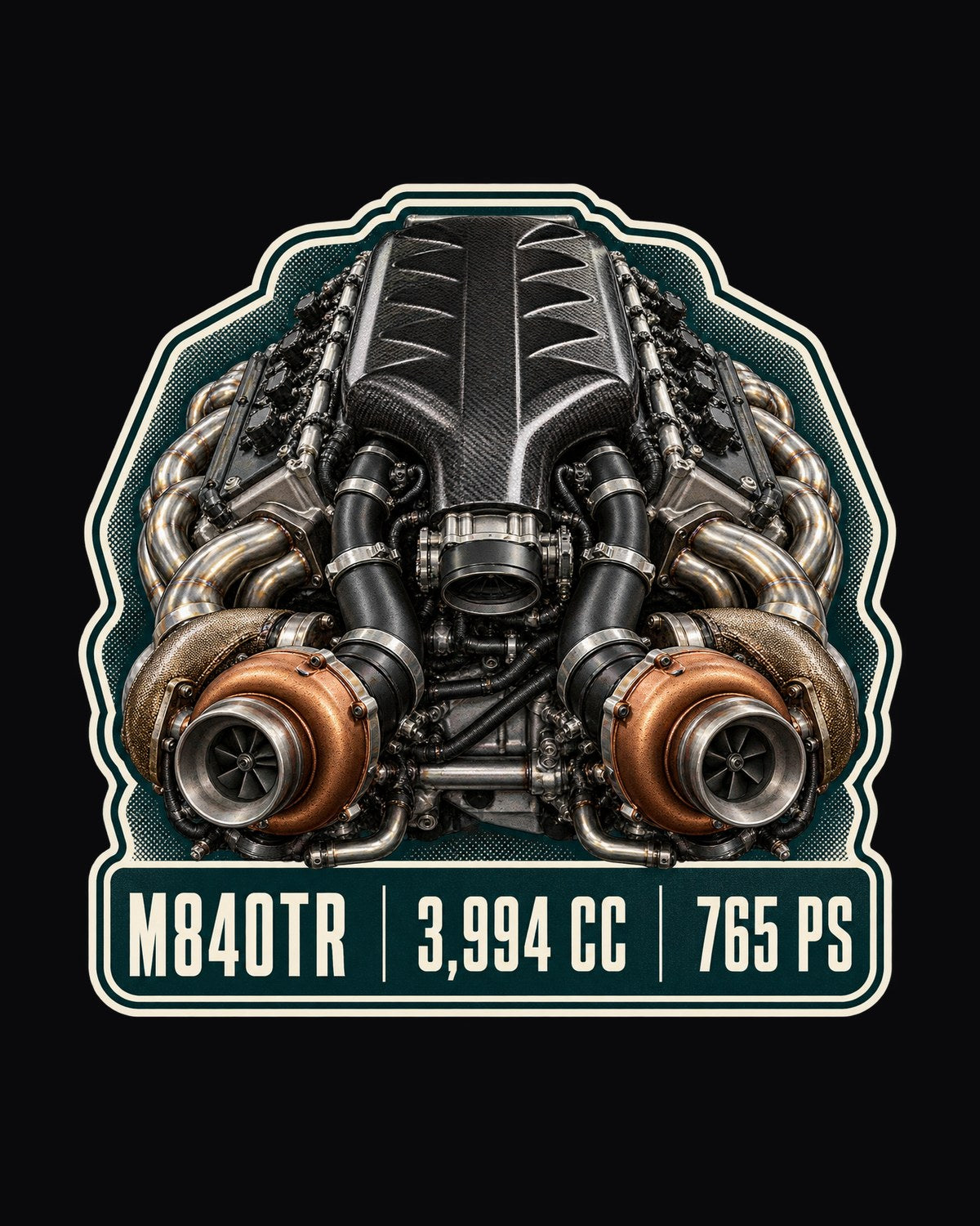 McLaren 765LT M840TR Engine Hero Shirt, 3,994 CC V8 Tee design only