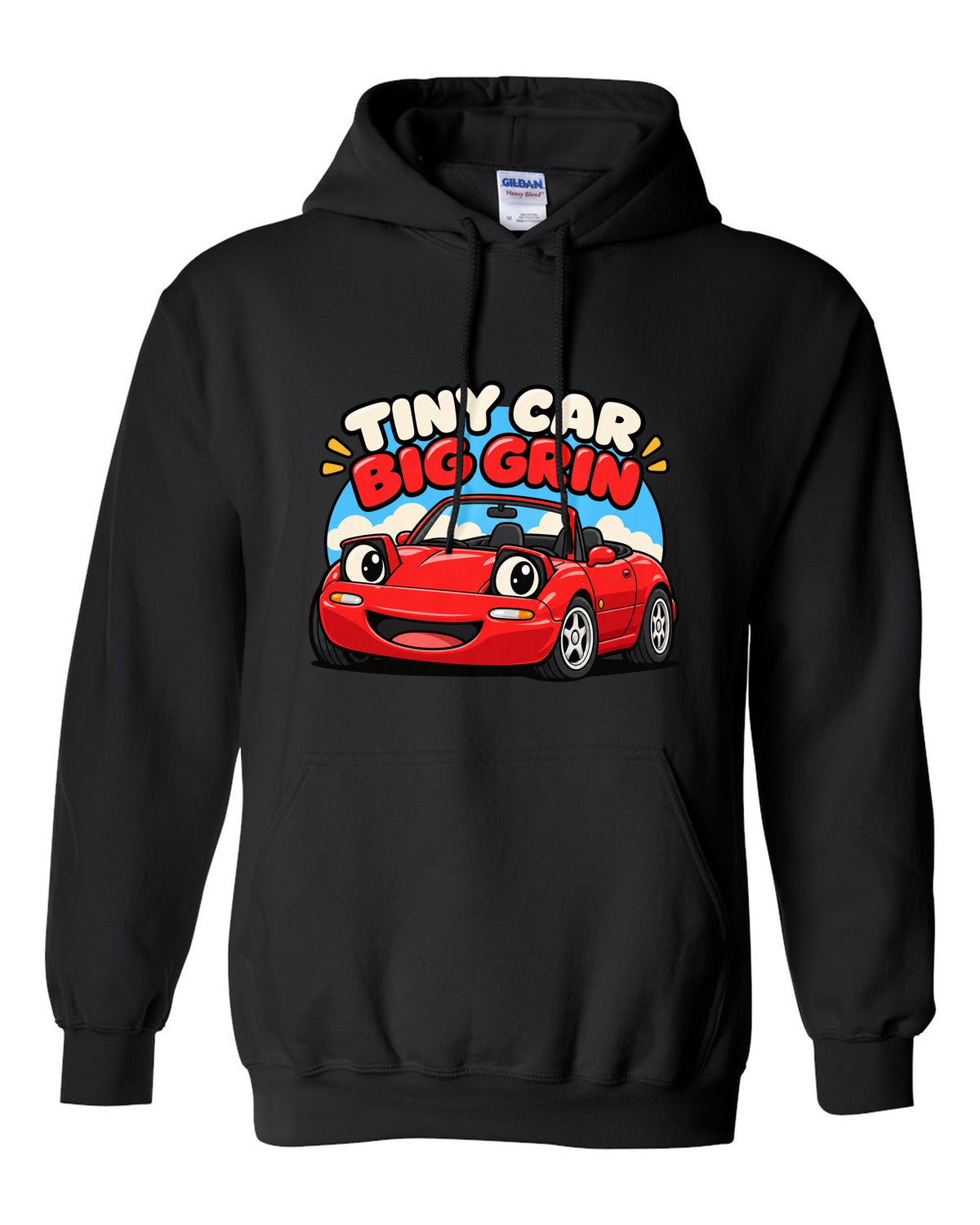 Topographic contour map of a touge road with a Mazda MX-5 ND route black pull over hoodie front view with the design