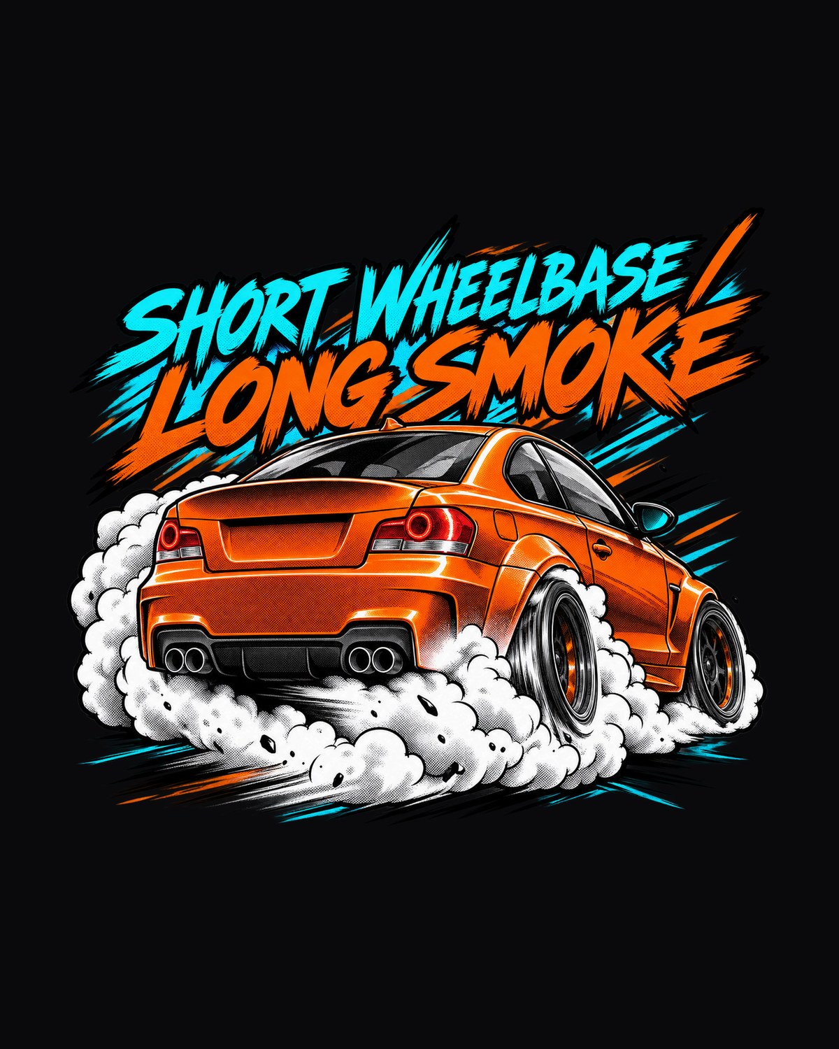 Retro Manga Halftone Shirt, BMW 1 Series M Coupe E82 Burnout design only