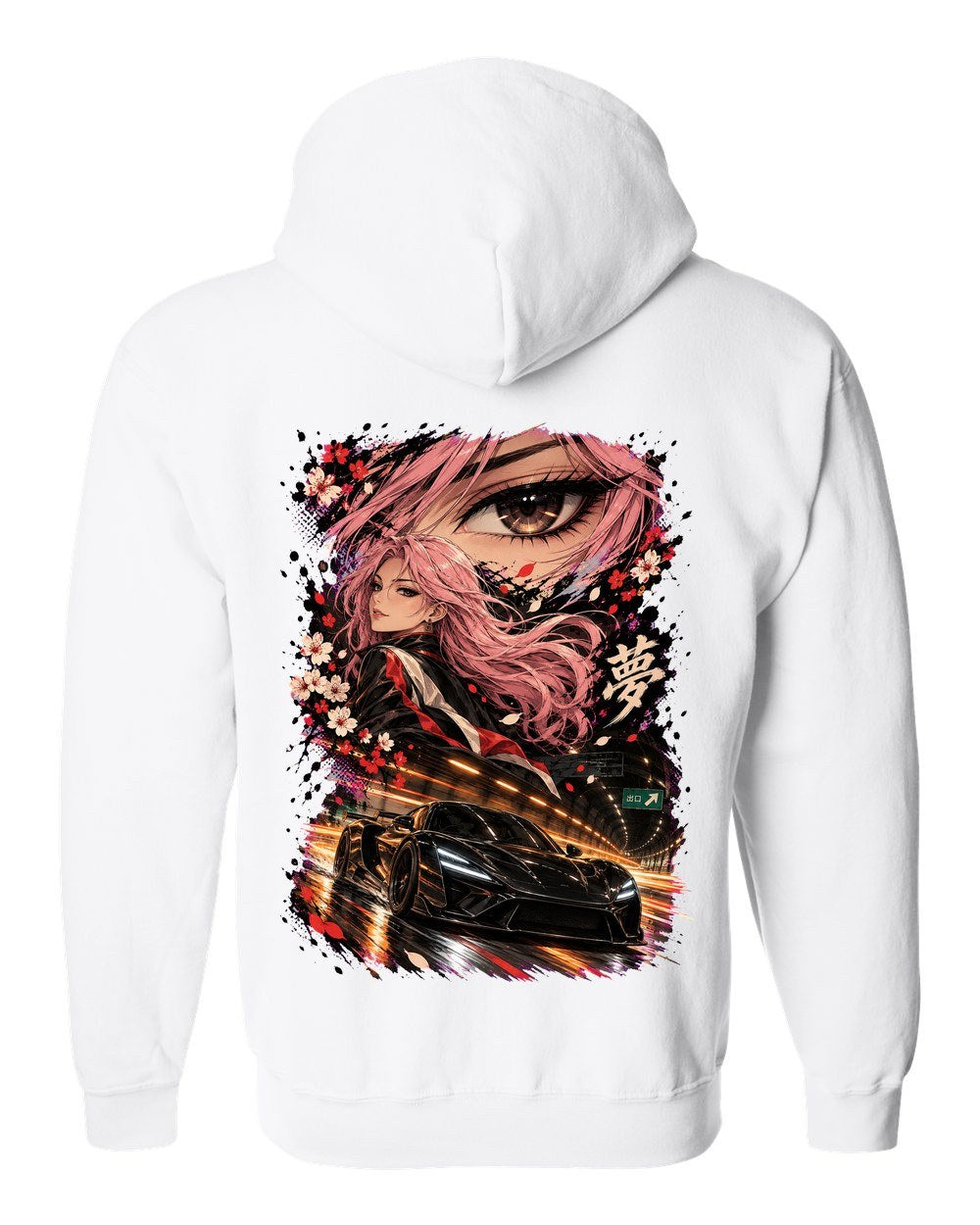 Rimac Nevera Anime Girl Zip Hoodie White back