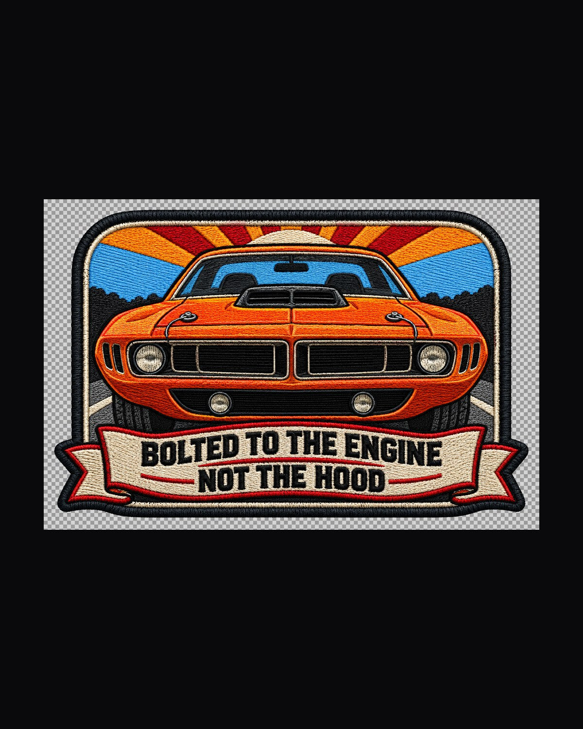 1970 Plymouth Hemi 'Cuda Shaker Embroidered Patch Style Shirt design only