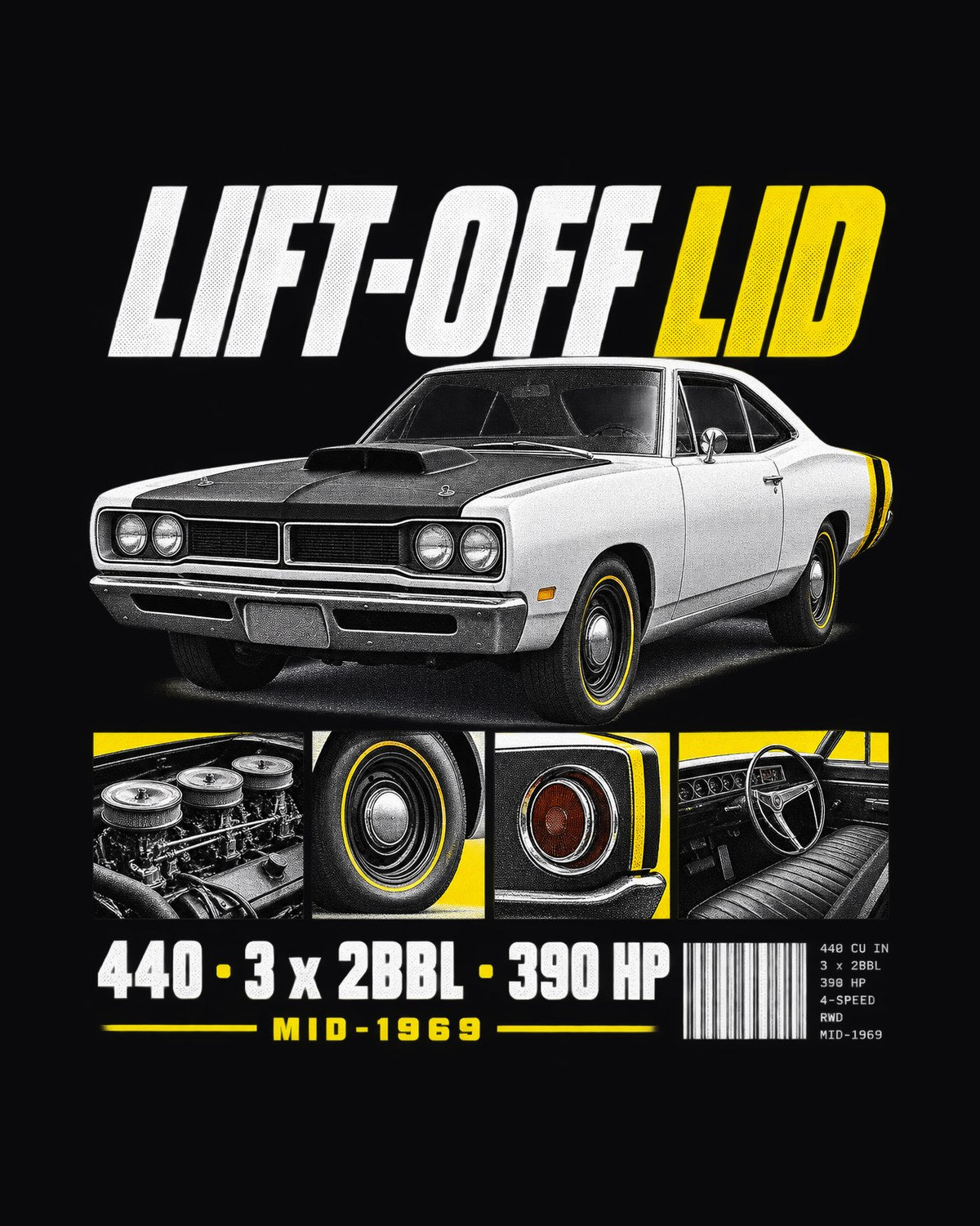 1969 Coronet Super Bee A12 Lift-Off Lid Dossier Tee design only