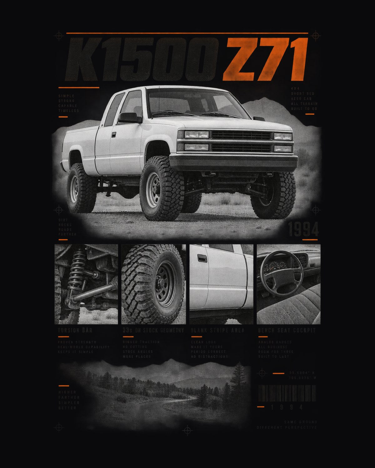 GMT400 K1500 Z71 OBS Dossier Panel Shirt, 1994 Chevy Truck design only