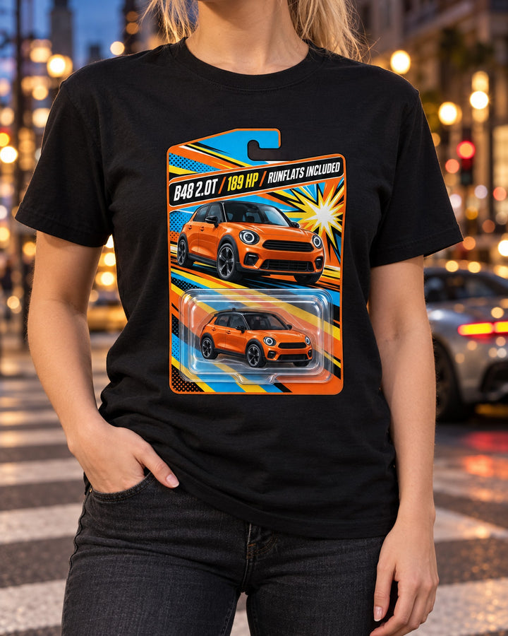 Mini Cooper S F56 Runflats Included Hot Wheels Toy Card Shirt T-Shirt Black worn hero