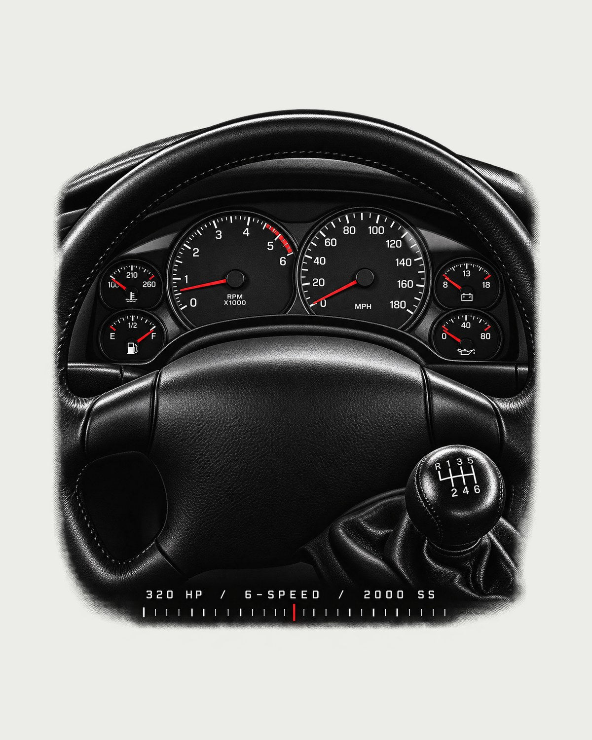 Camaro SS 2000 Fourth-Gen Gauge Cluster Shirt, 6-Speed design only